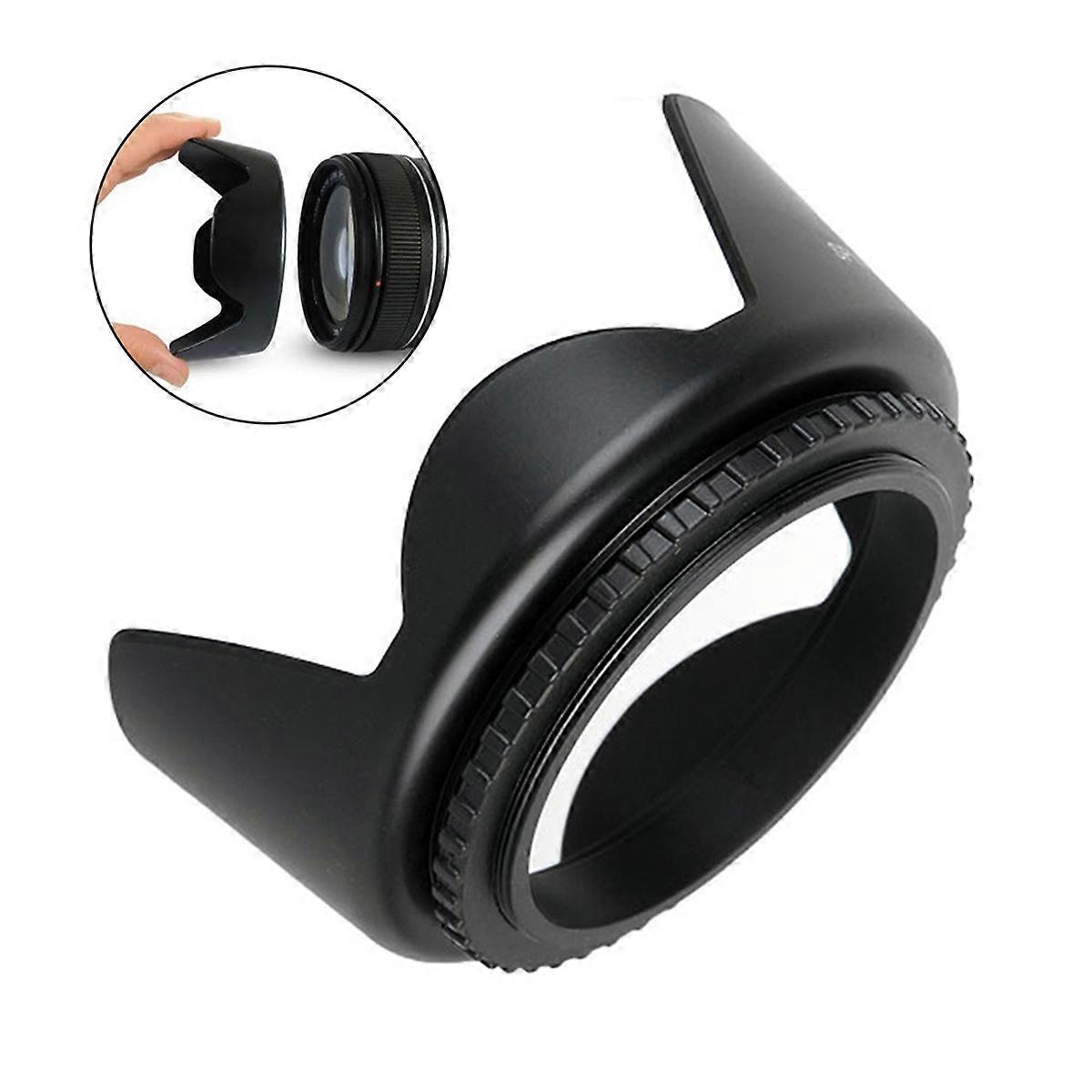 Black Dslr Camera Lens Hood 72Mm Abs Plastic Protect Lens Universal Design For Photography 1Pack