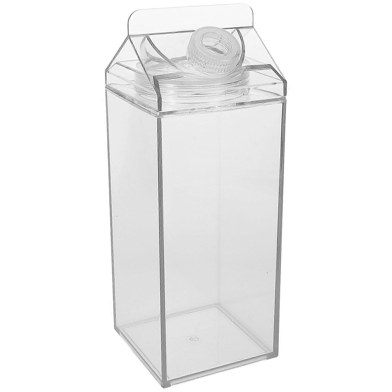 Portable Water Bottle Milk Carton Leakproof Water Bottle Travel Outdoor Activities Transparent 27.50X10.00X10.00CM Tight Seal 1Pack