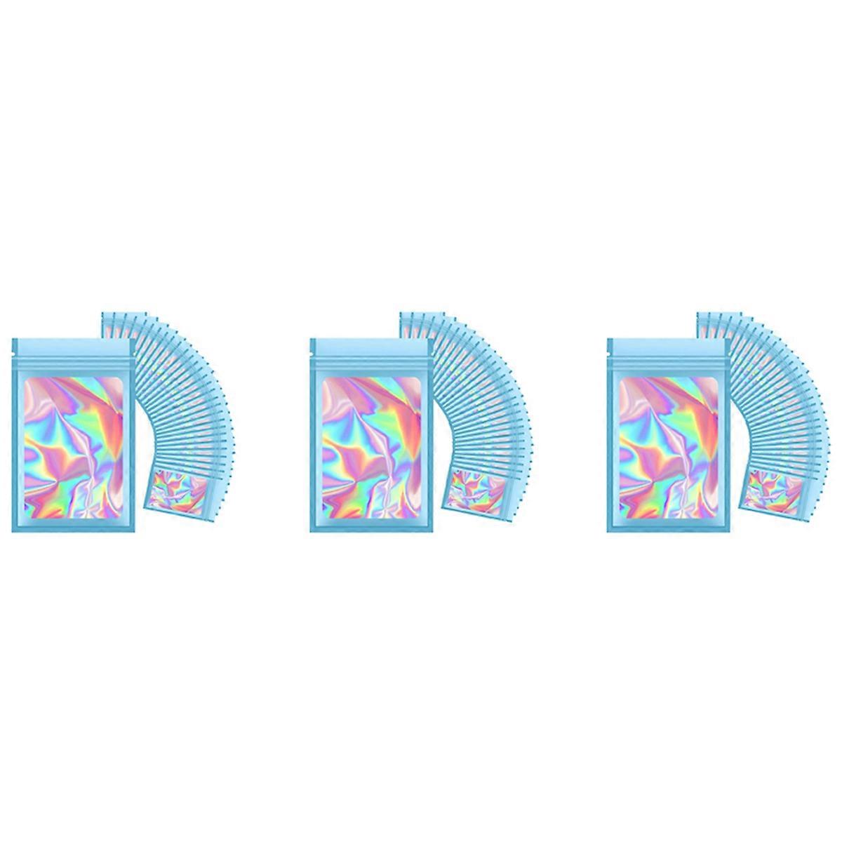 300Pcs Resealable Holographic Bags, Smell Proof Mylar Pouch with Clear Window for Food Storage Party
