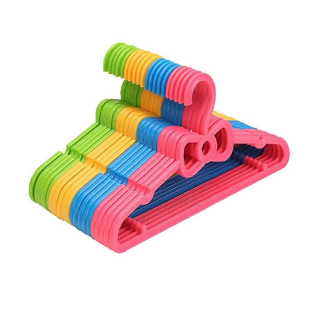 Plastic Coat Hangers Bow Shape Home Use Kids Clothes 26.5 x 14.5 x 0.6 Cm Notched Feature 10Set