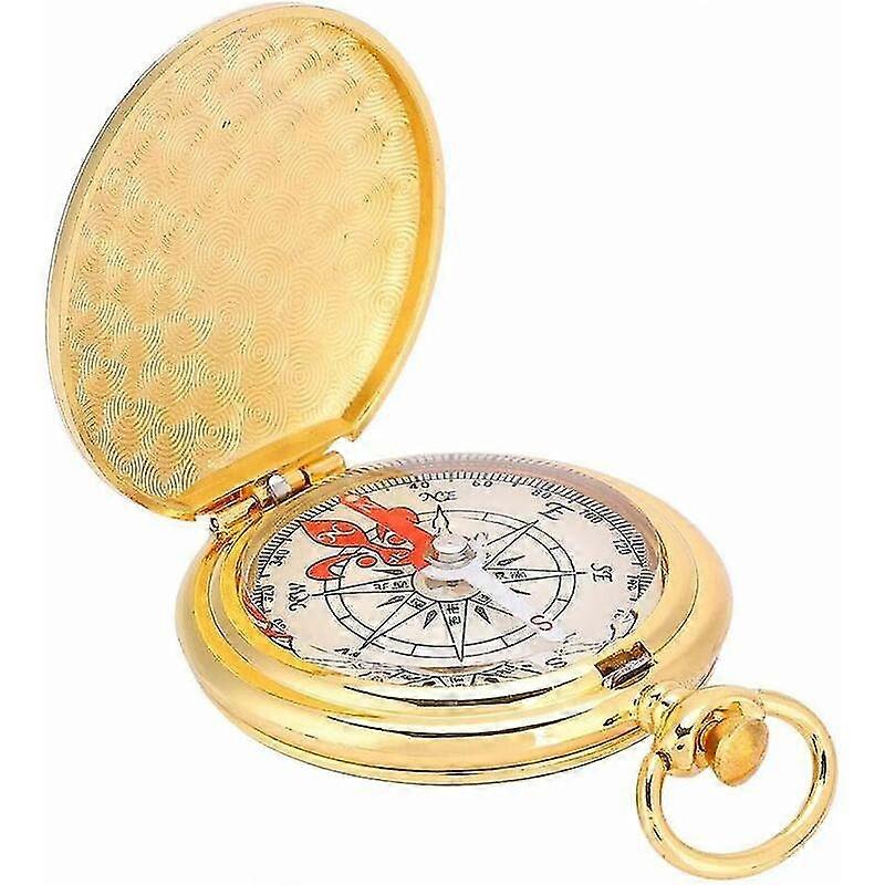 Brass Portable Pocket Watch Style Compass with Ring Keychain Compass Navigation Tool for Outdoor Hiking
