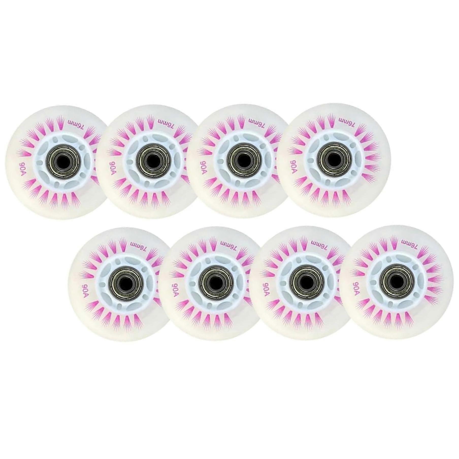 Inline Skate Wheels 80mm Purple LED Light Set with Magnetic Core and Bearings, 90A Hardness, Indoor/Outdoor Use, Pack of 8