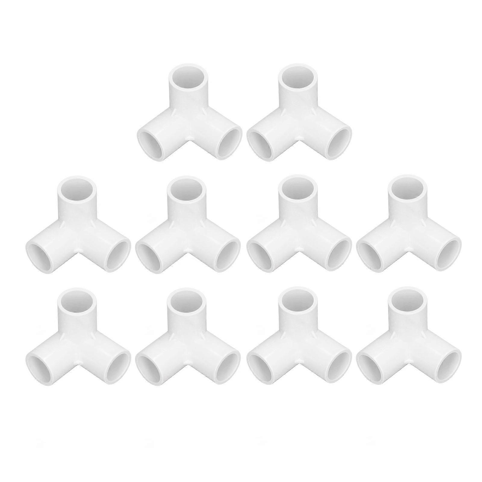 Pipe Fittings, 10 Pcs 3 Way PVC Plastic Pipe Fittings Right Angle T Corner Connector 20mm ID for Shelves Pool Products Tables and Chairs(White)