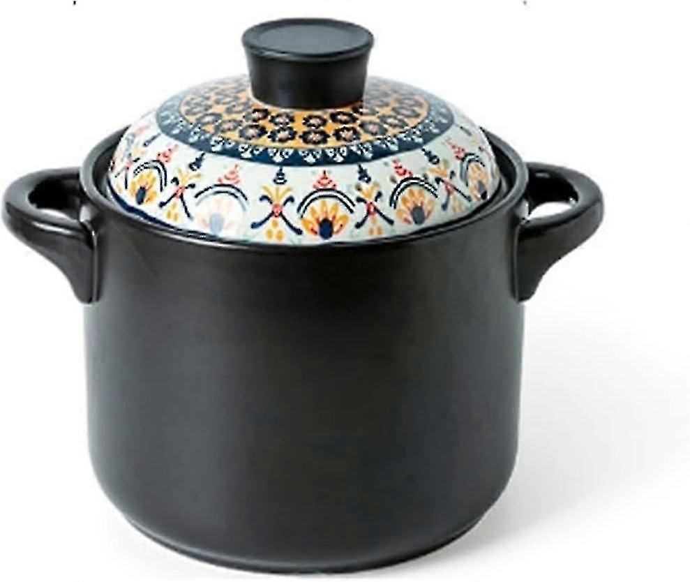 وعاء يخنة سيراميك مع غطاء - وعاء شوربة منزلي بدرجة حرارة عالية لموقد الغاز - وعاء طبخ مقاوم للحريق - يوغو
