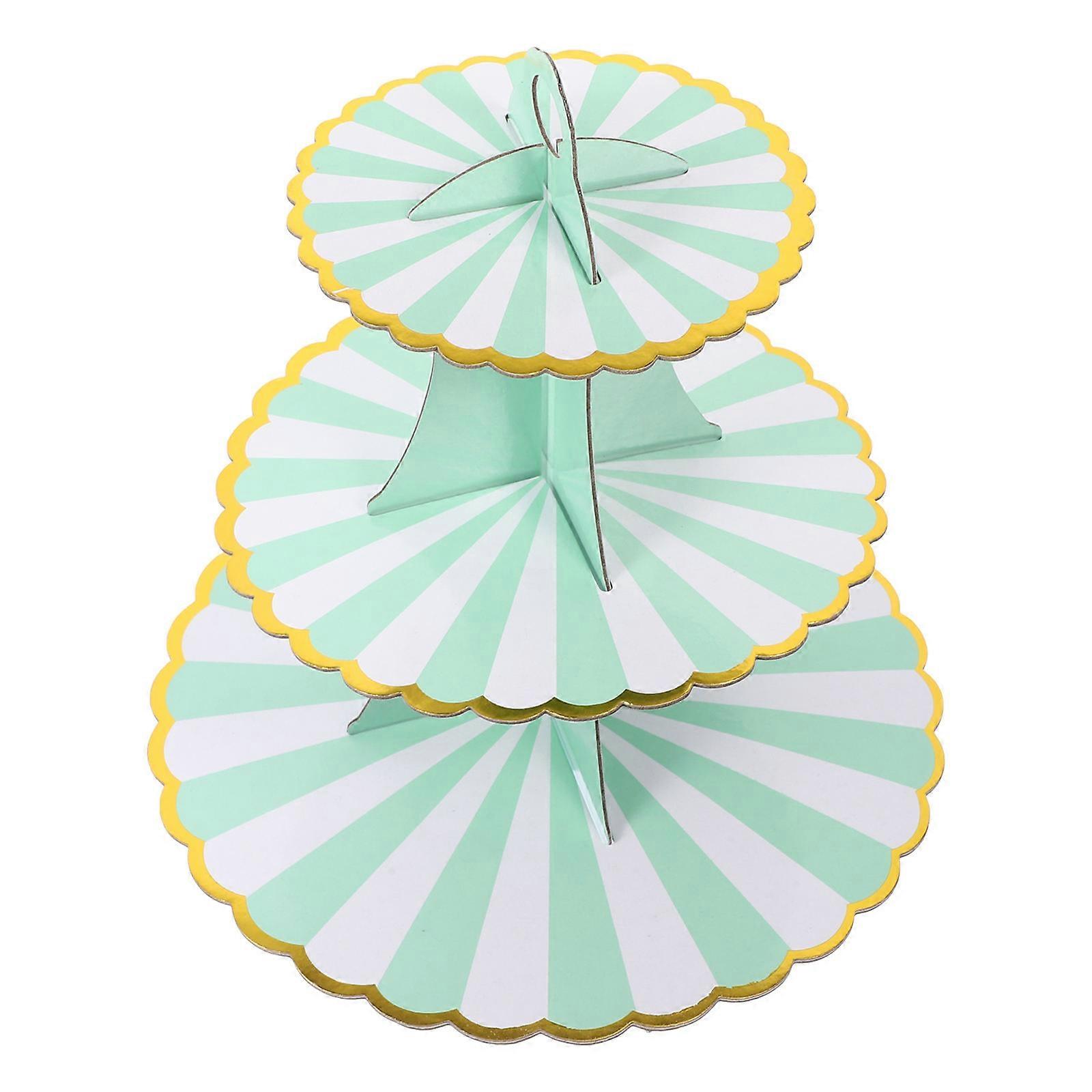 Cupcake Stands Disposable Paper Cake Stand 3 Tier Round Green For Dessert Table 1Set