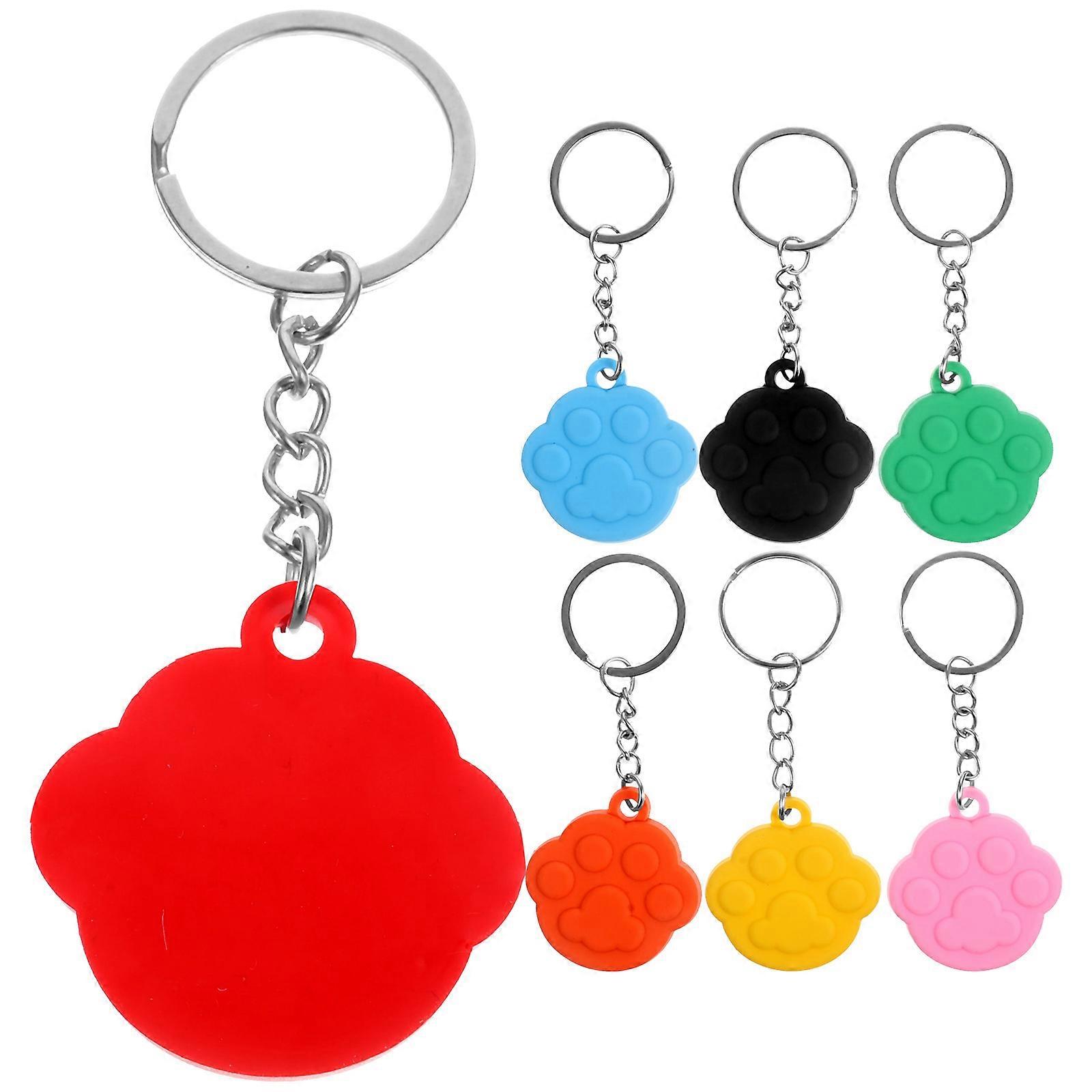 Creative Keychain Cartoon Paw Key Ring Compact Style For Girls 7Pcs