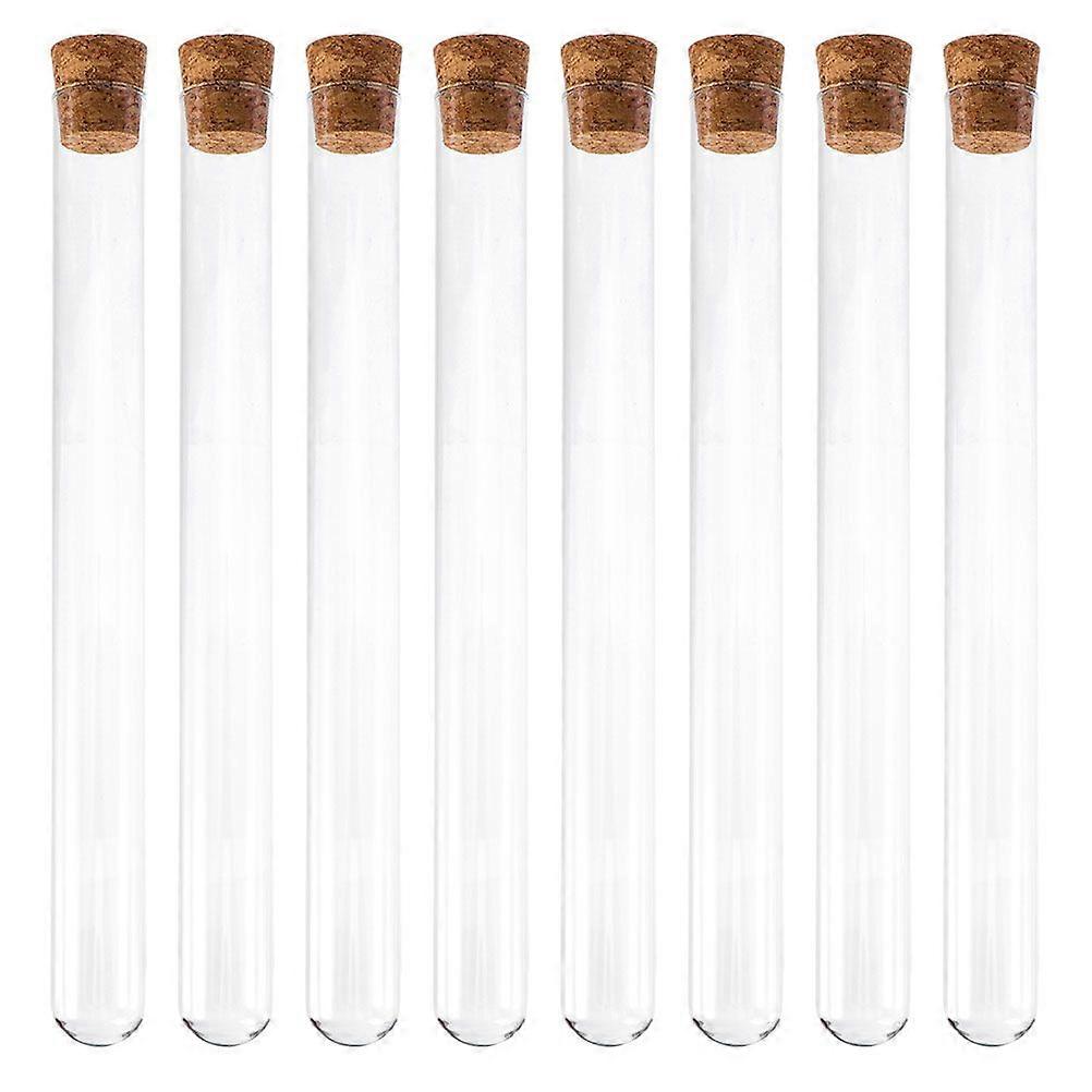 8Pcs Glass Test Tubes Liquid Storage Containers Round Bottom Tubes with Stoppers
