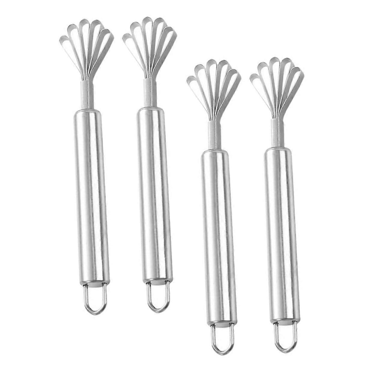 Pack of 4 Fish Scale Slicer Fish Scale Remover Fruit Cutter Fish Scale Removal Tool for Removing Coconut Meat Coconut Tool Stainless Steel Silver