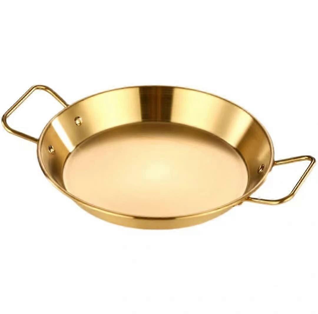 Stainless Steel Paella Pan with Non-Stick Coating and Heat-Resistant Handle, 34 cm, Compatible with All Heat Sources, Gold