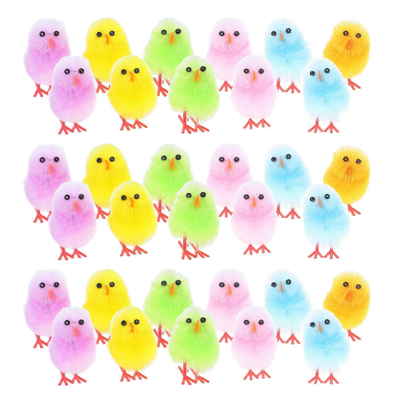 Small Animal Toys Mini Chicken Ornaments Fluffy Chicks Toys Realistic Plush Easter Party Favors Kids 36Pcs