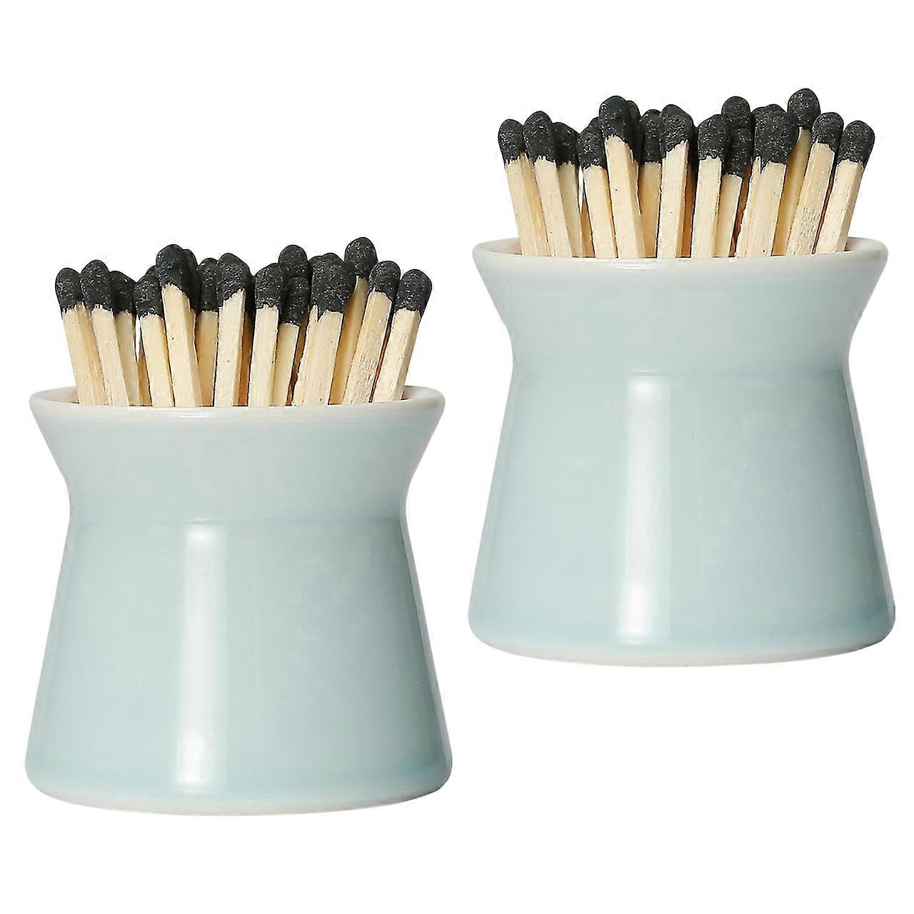 2 Pack Match houder met 6 stuks Strikers, handgemaakte keramische luciferdoosje voor alle lucifers (verkocht zonder lucifers)