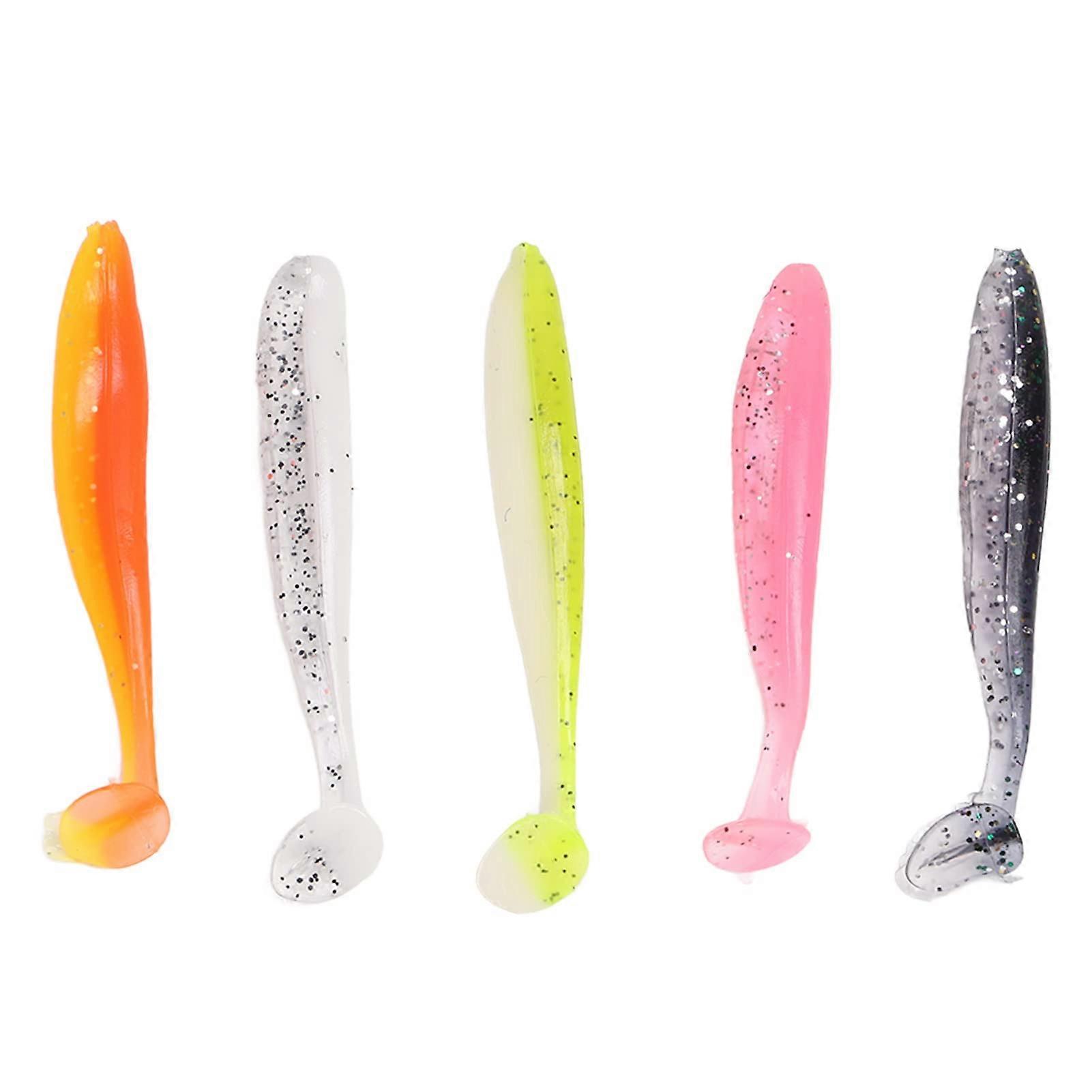 Soft Fishing Lures, 100-Piece Pack, Lifelike Paddle Tail, Fluorescent Reflective Soft Plastics For Better Bites, Colors