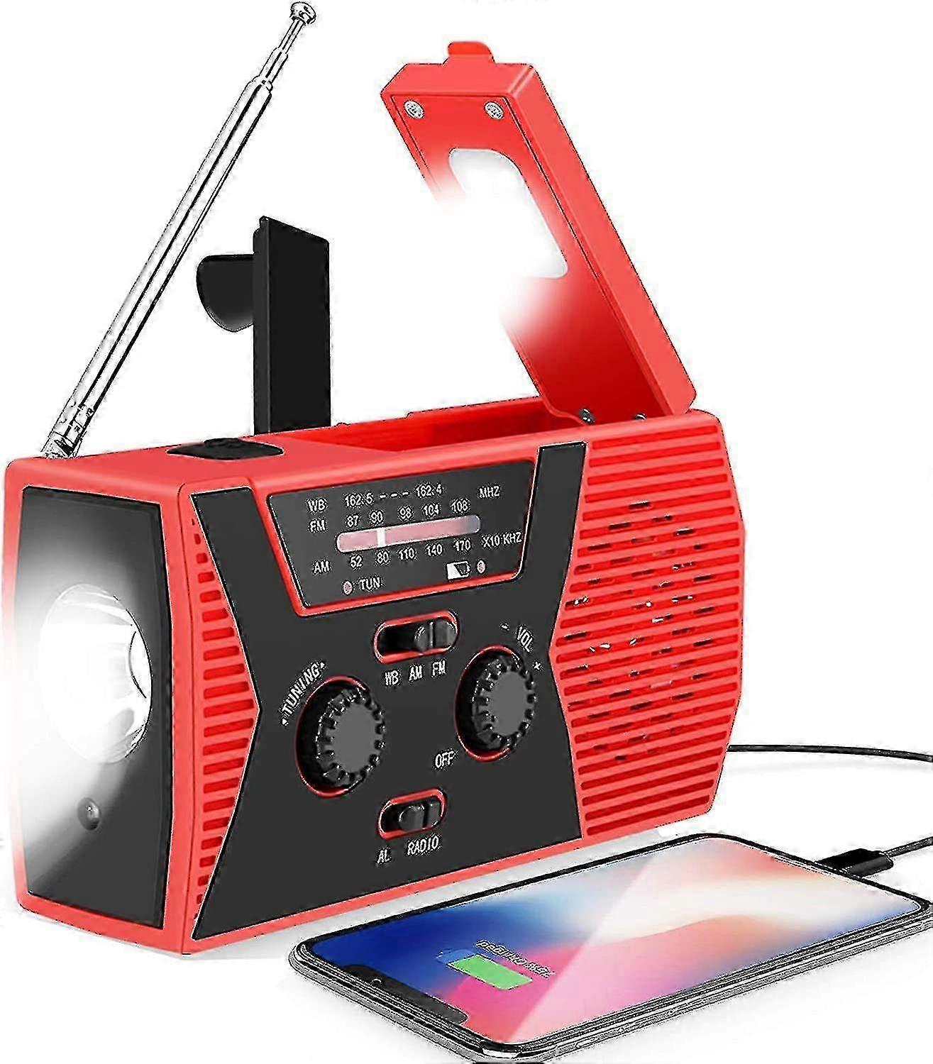 Portable Solar Hand Crank Emergency Radio with Flashlight and Reading Light