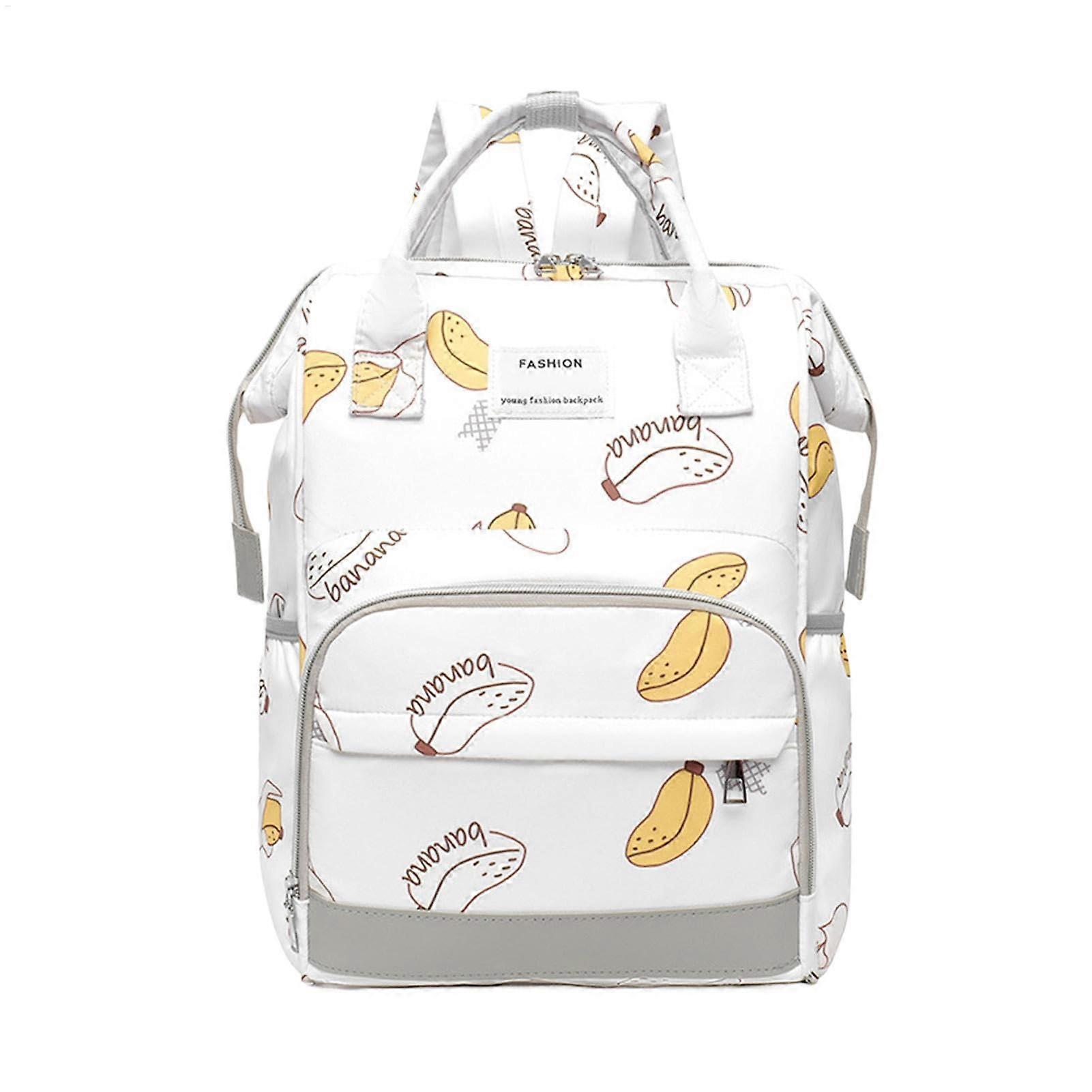 Multifunctional Waterproof Travel Tote Nappy Bag, Large Capacity Changing Backpack with Multiple Pockets, Stylish Organiser White