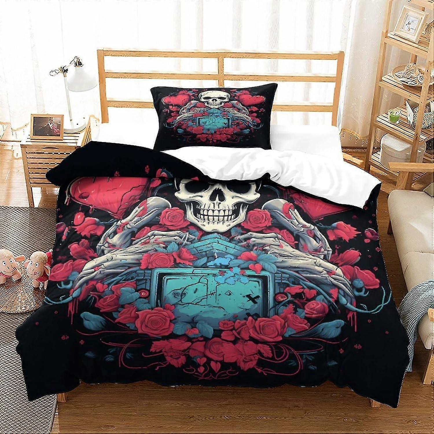 3D Printed Human Skeleton Bedding Duvet Cover Set for Adults and Kids - Game Controller Design, No Comforter, Single Size