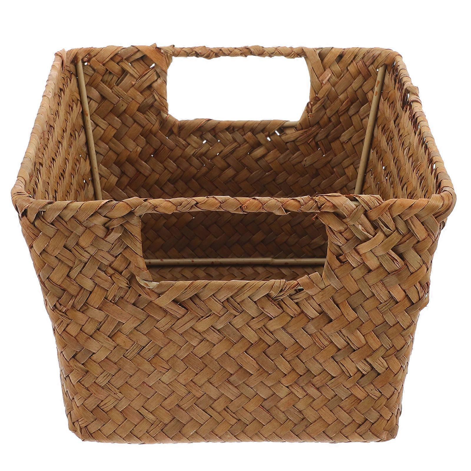 Handwoven Baskets for Storage Woven Basket Snacks Container Use Orange Rectangular Shape 1Pack