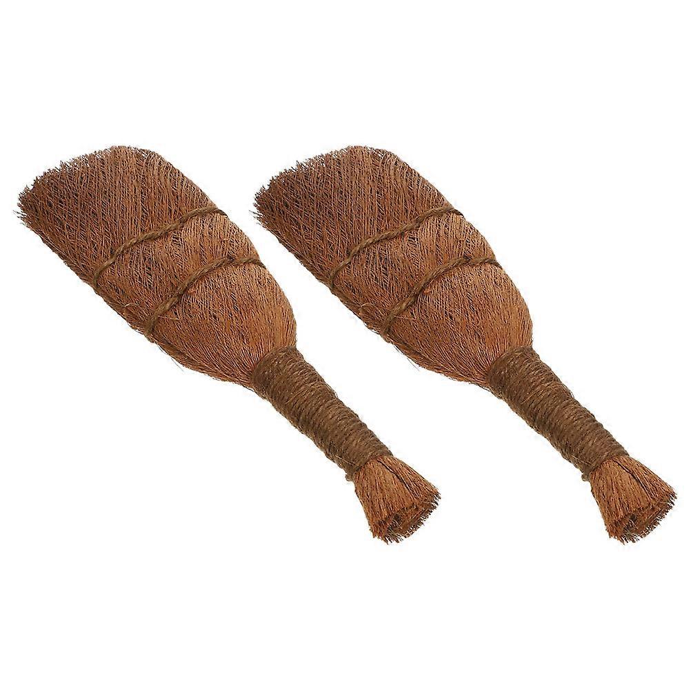 2pcs Multi Function Palm Fibre Bonsai Brush – Durable Garden Cleaning Tool for Planters, Flowerpots & Bonsai – Sturdy & Gentle Dirt Remover for
