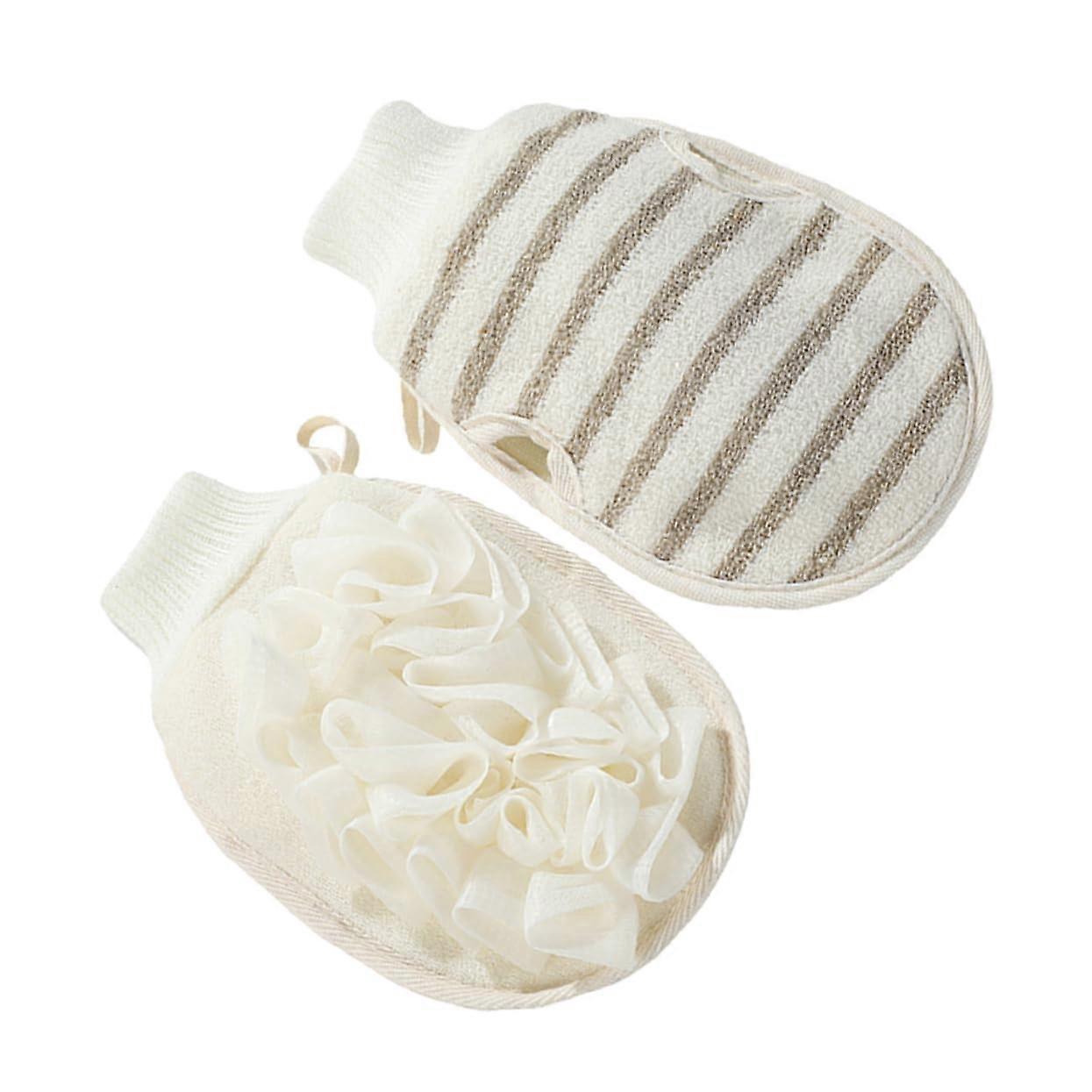 Deep Cleaning Body Exfoliator Glove Pack - Soft Flax Mitts, Portable Non-Slip Design for Daily Bath Ritual