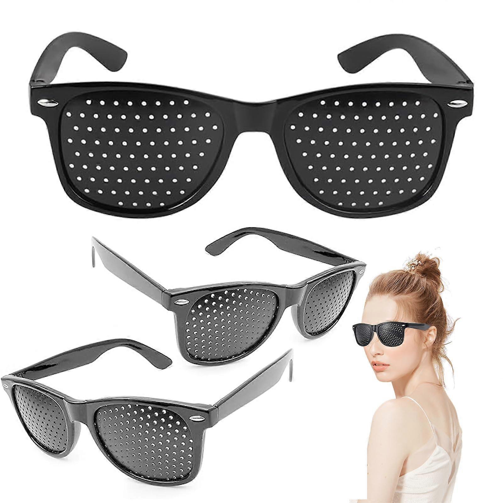 Grid Glasses for Eye Relaxation Training, Foldable Pinhole Glasses, Pack of 3, Adjustable and Lightweight Design