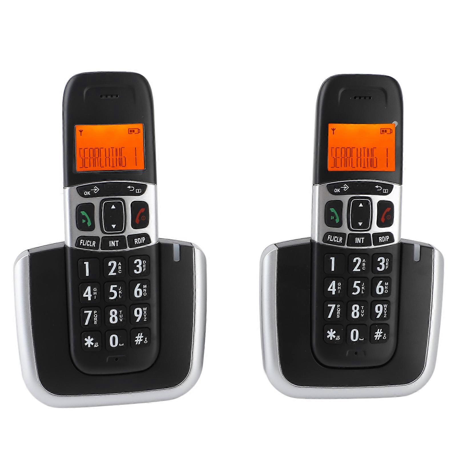 DECT 6.0 Schnurlostelefon 2 Mobilteile Schwarzes LCD-Display EU-Stecker