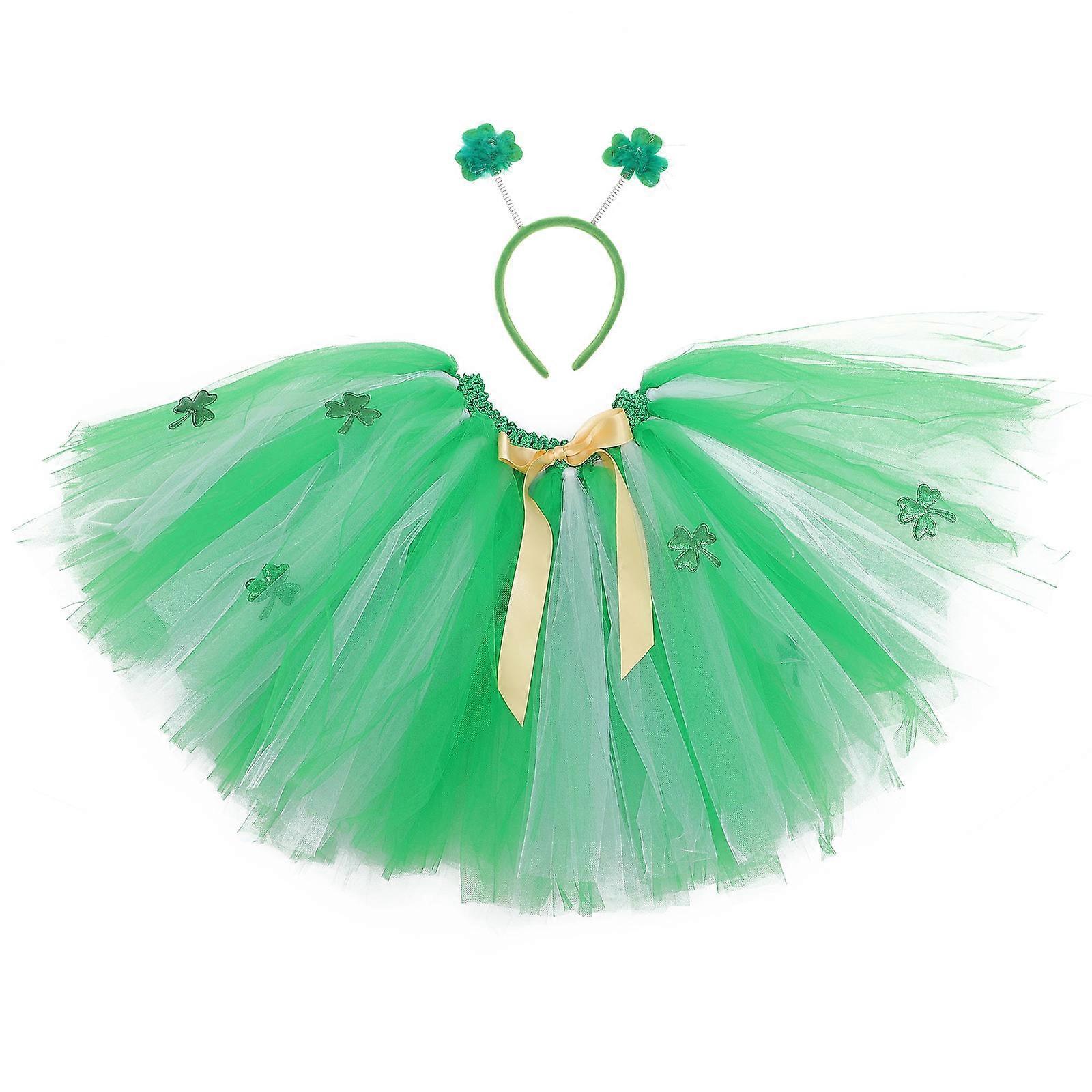 Lucky Clover Skirt Party Wear for Kids Suitable 7-8 Years Old 130-140cm 1Set
