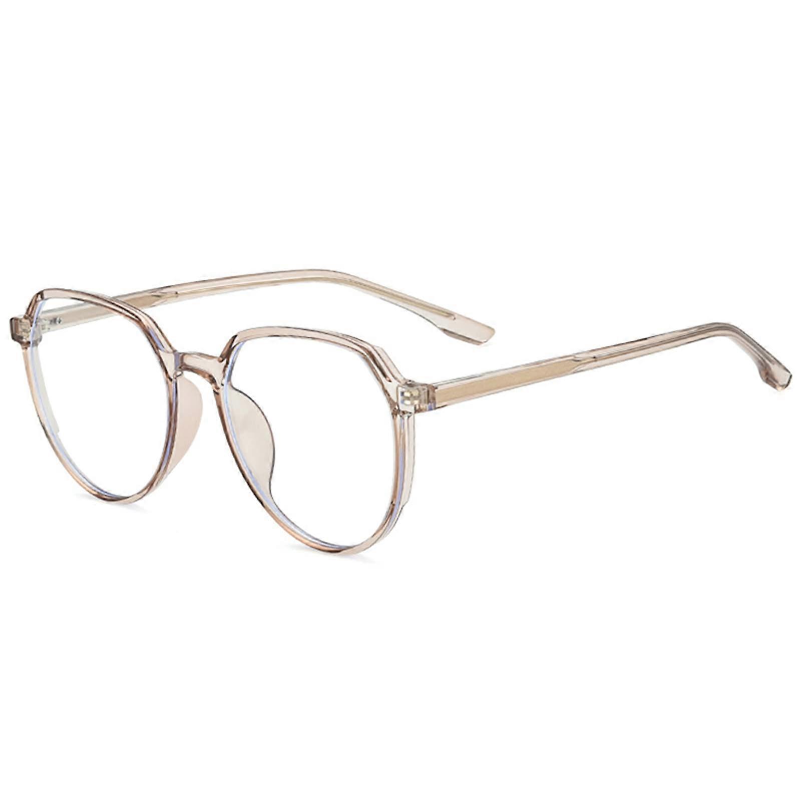 Trendy Oversized Tr90 Reading Glasses with Blue Light Filter, Transparent Frame, 1.03.5/Brown/2 Pairs