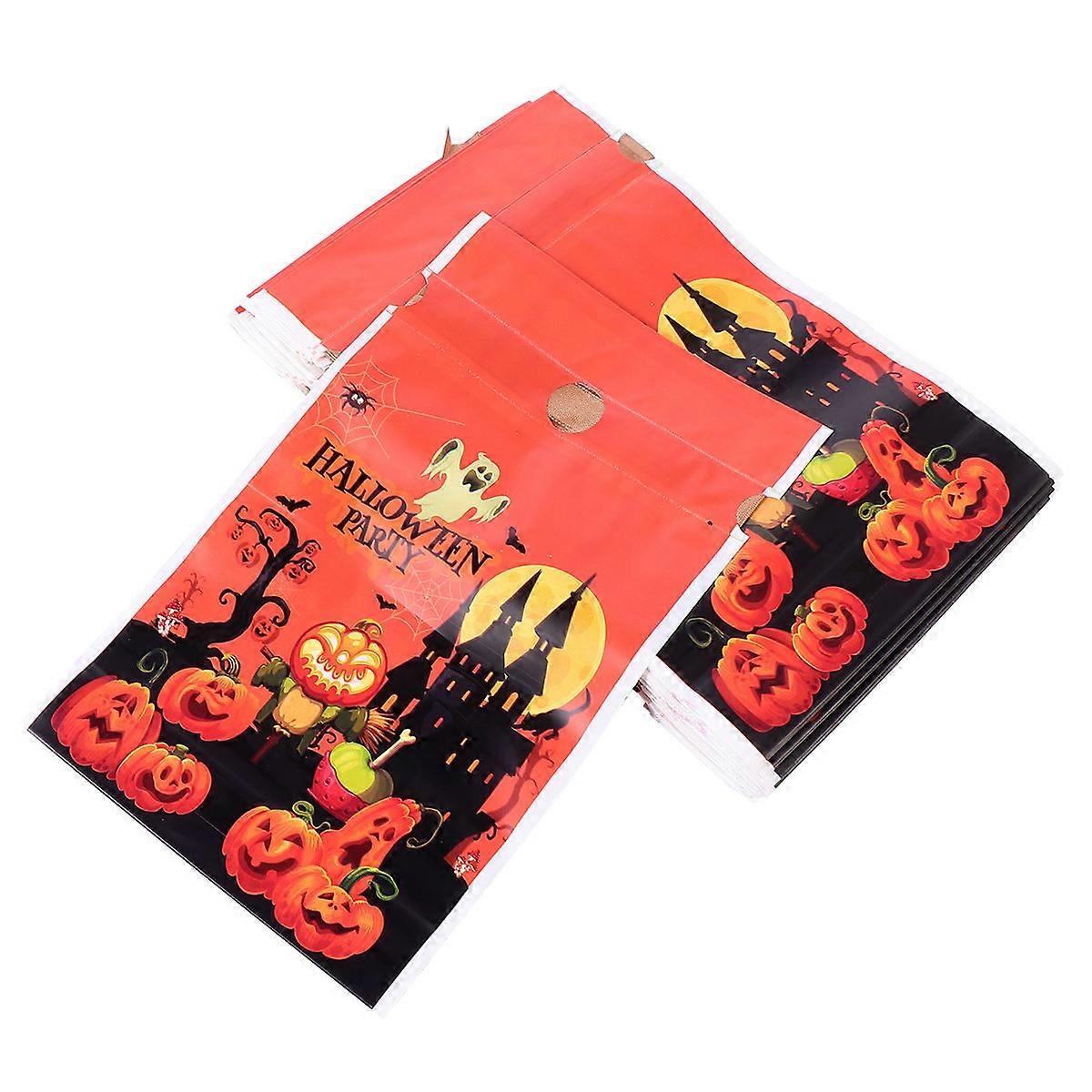 Halloween Drawstring Treat Bags Plastic Gifting For Kids Rectangular 23.5x15CM 50Set