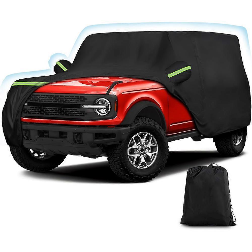 Applies to Outdoor Waterproof Car Cover Fit for Ford Bronco 4 Door 2021-2023 All Weather Wind Sun UV and Dust Protection with Zipper Door
