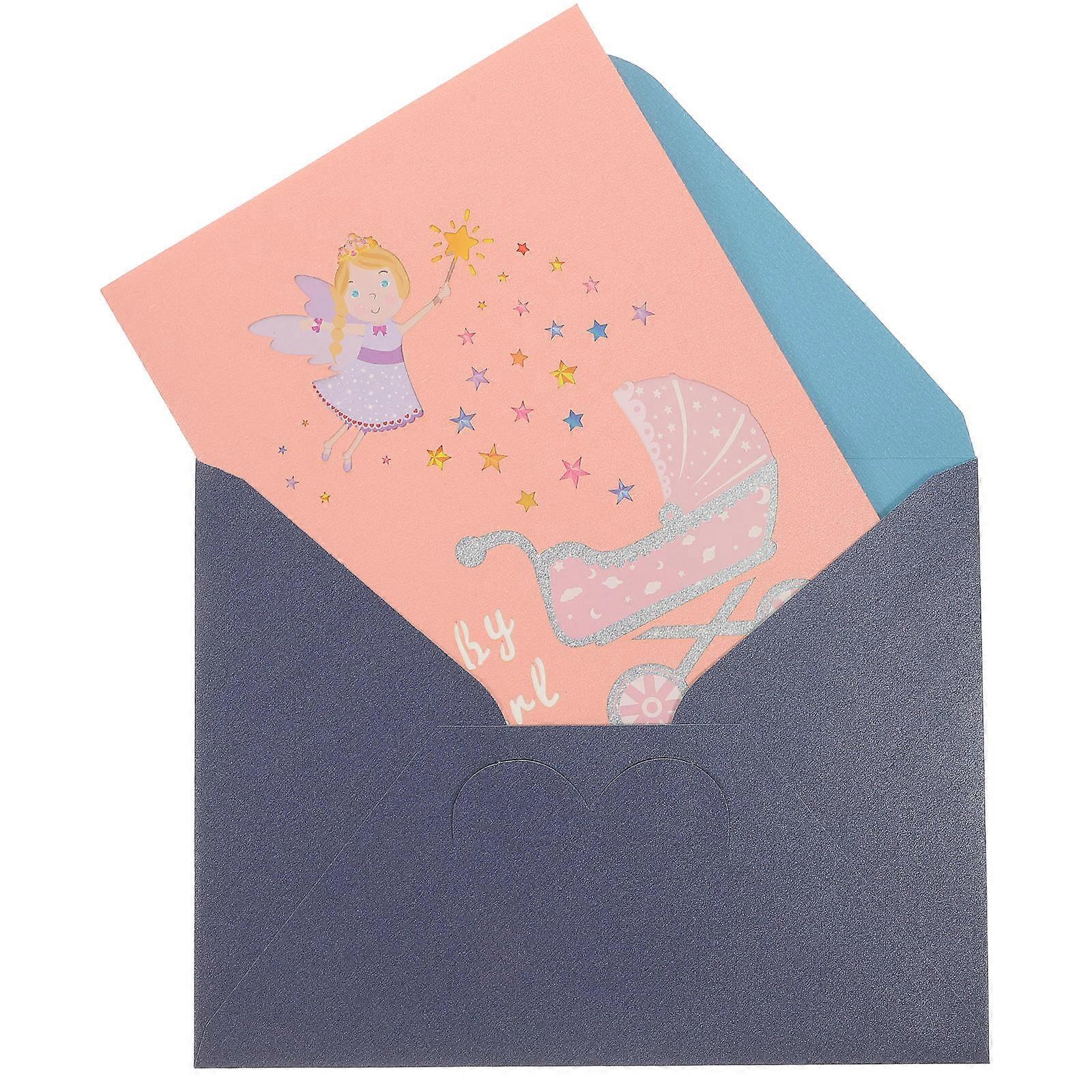 Shower Cards 3D Effect Design Pink Birthday Surprise 13X8.5X0.1CM 1Set