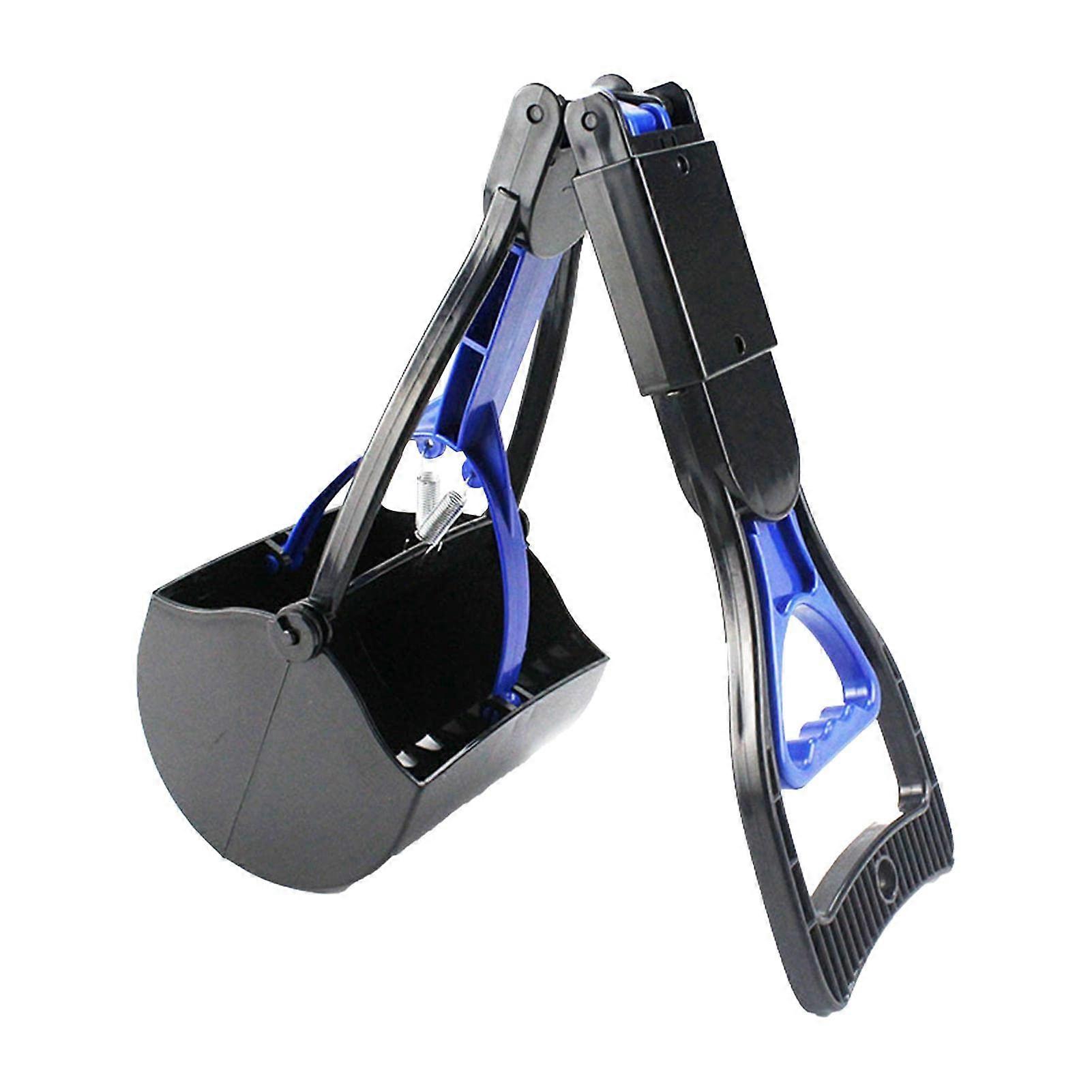 Dog Poop Scooper, Foldable with Springs, 58.4 cm Long Handle, Lightweight ABS and PP Material, Blue for Easy Grass and Dirt Cleanup