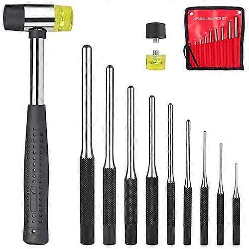 Pin Punch Set 9 Piece Steel Removal Tool Kit with Storage Bag for Precision Fastener Alignment