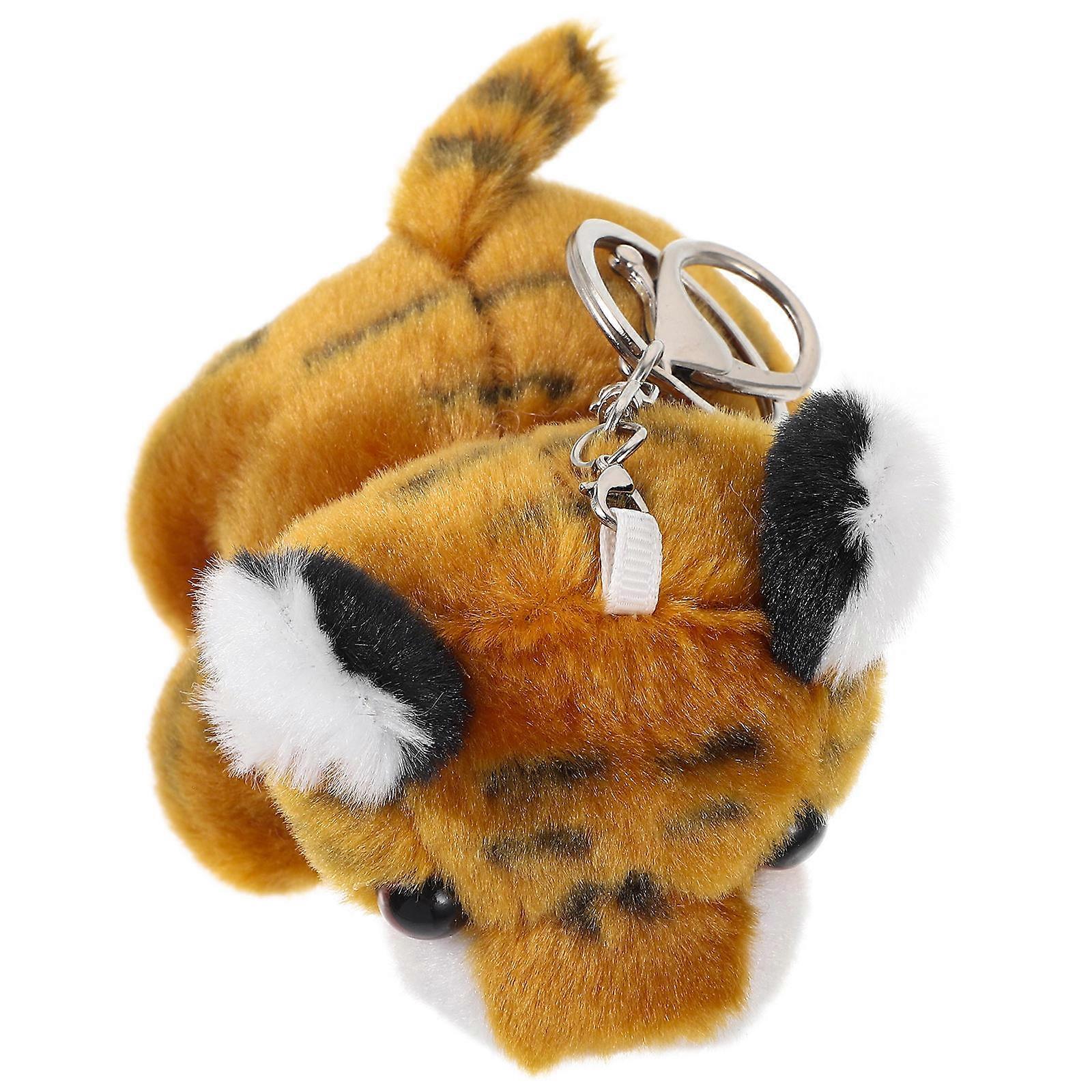 Tiger Plush Keychain Bag Charm Stuffed Animal Tiger Shape Daily Use 1Pack
