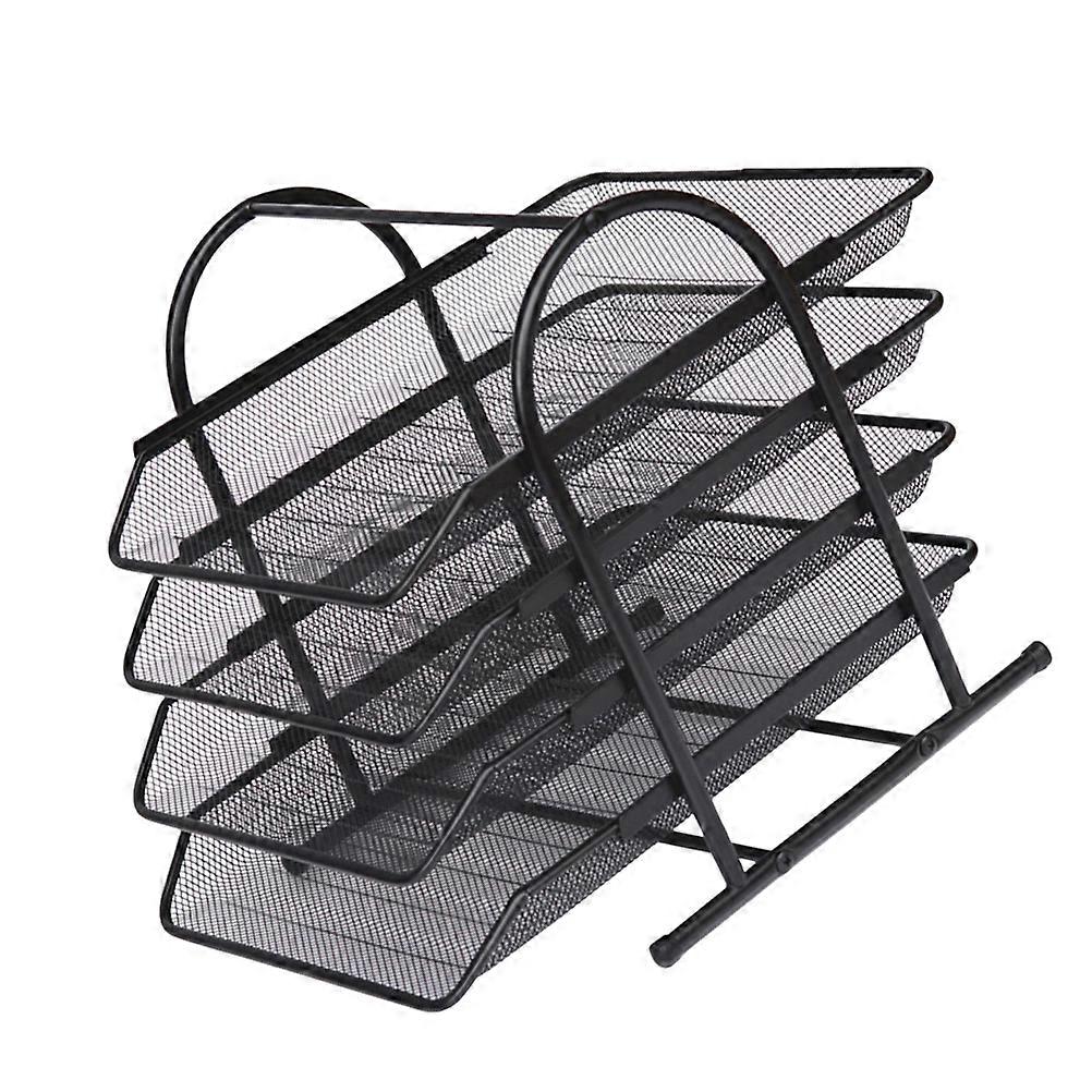 Desktop File Rack Document Stand Organizer Iron Black 1Pcs For Office Work Home School Space Saving