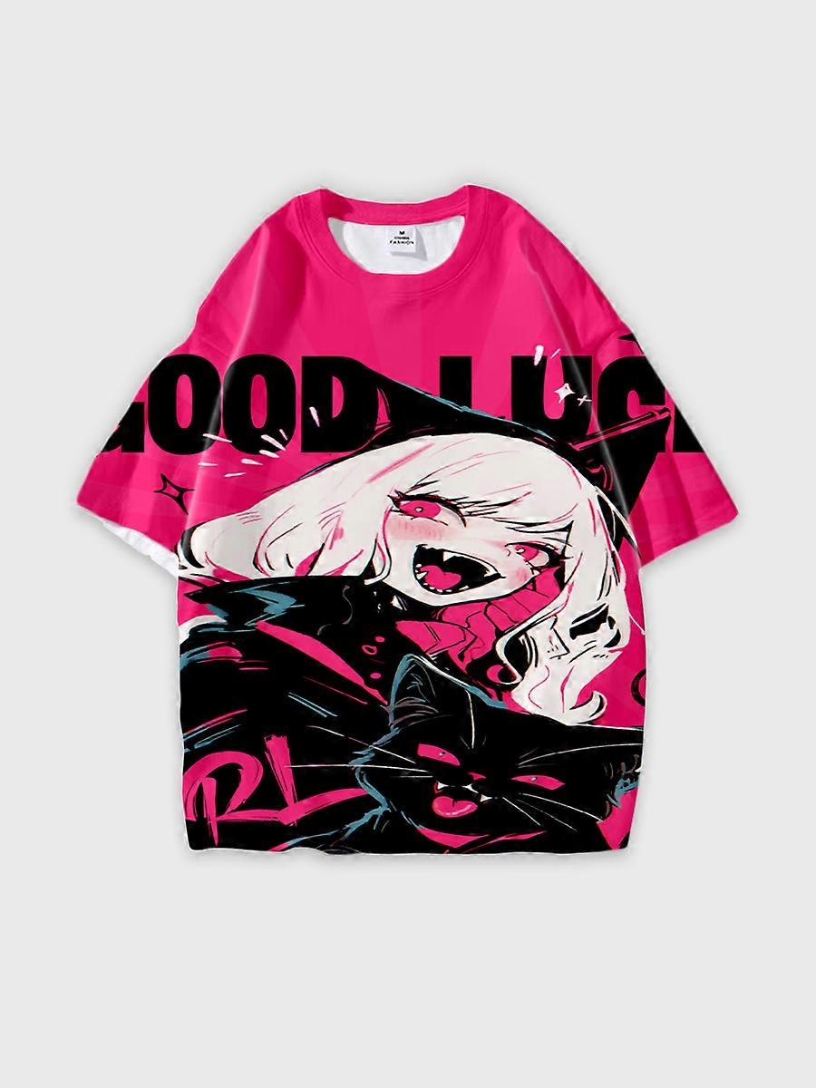 T-shirt round neck Pattern loose short sleeve B1612