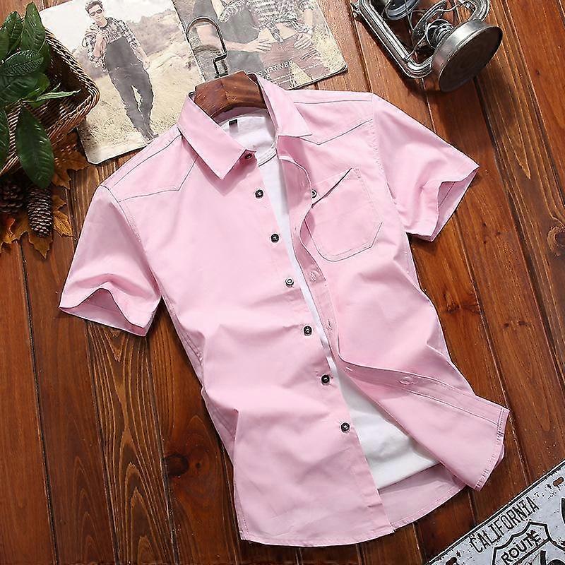 Camicia da uomo in tinta unita Camicia a maniche corte Camicia a maniche corte Da uomo Alla moda Slim Verde militare Top a maniche corte Top da uomo comodi e resistenti