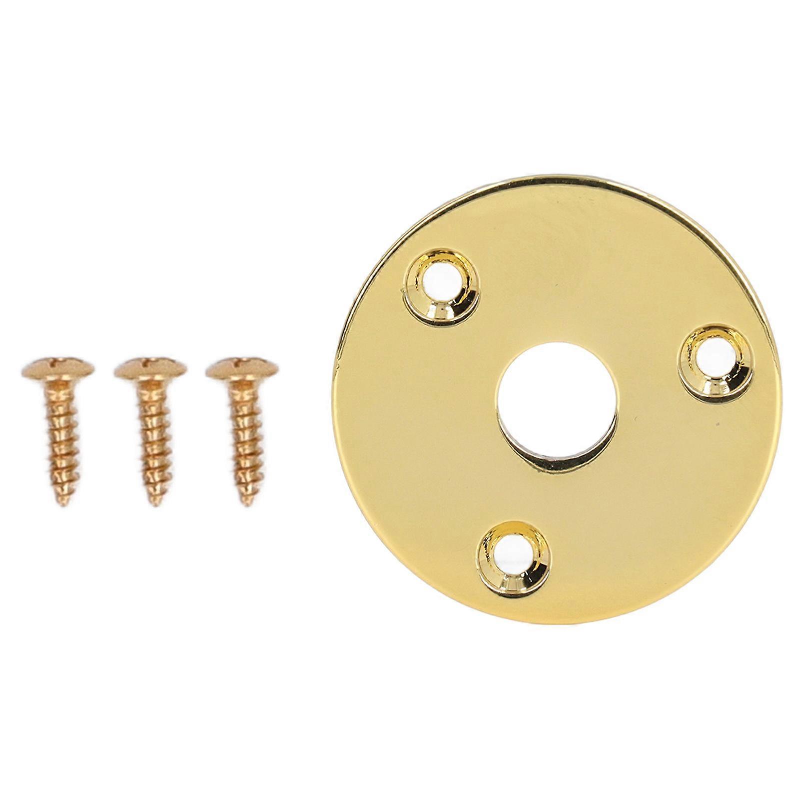 Guitar Jack Socket Plate Round Metal Input Output Cover Replacement Hardware for Bass with Mounting Screws GT33 Gold