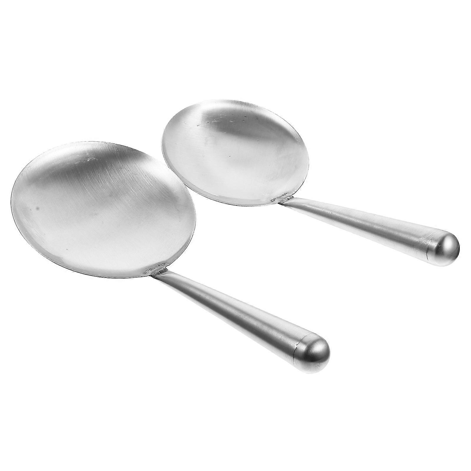 Stainless Steel Tofu Spoons 2pcs   Multi Function Kitchen Scoops Ergonomic Rustproof Food Serving Utensils for Soup & Rice