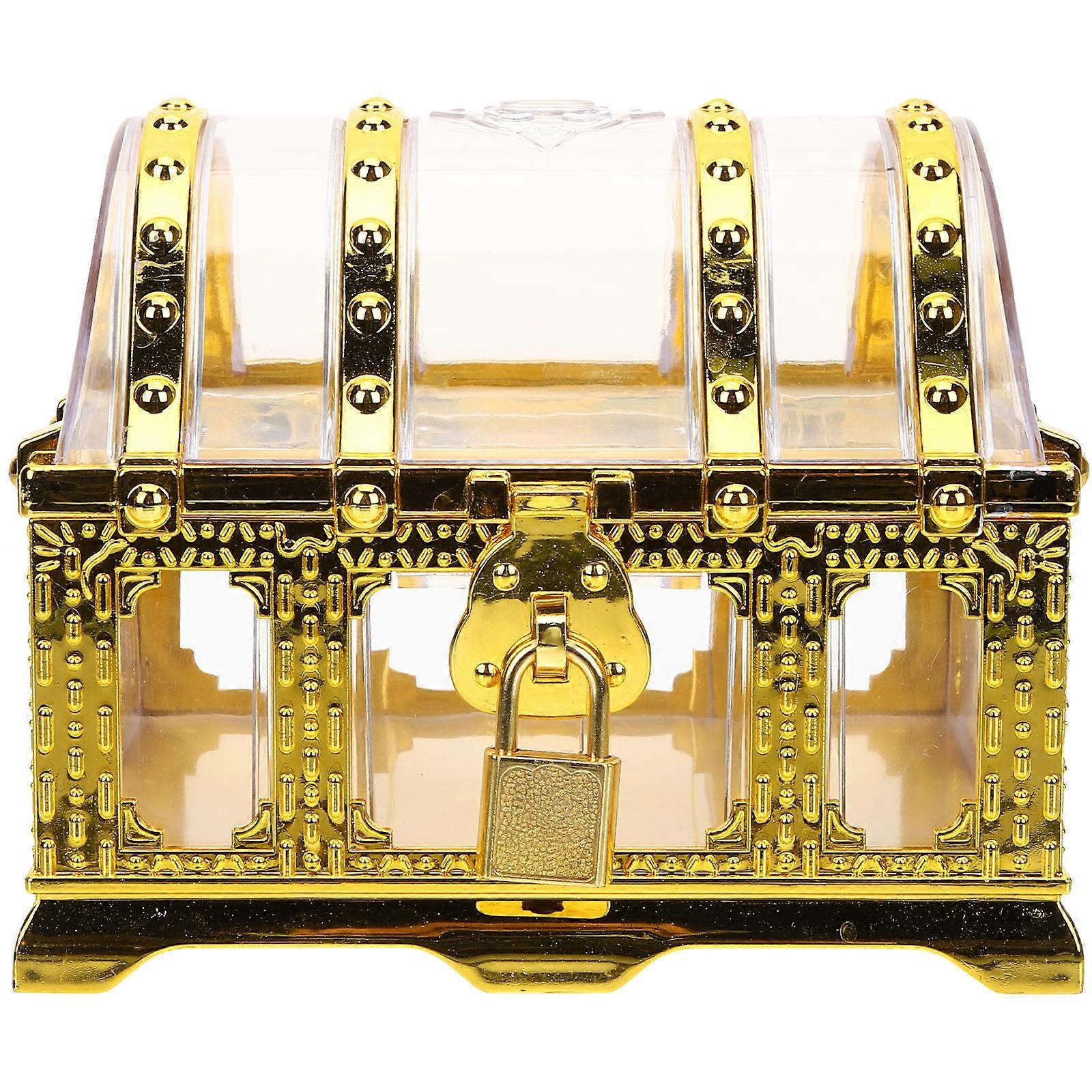 Golden Plastic Treasure Box for Decor Perfect Keepsake Chest and Jewelry Storage