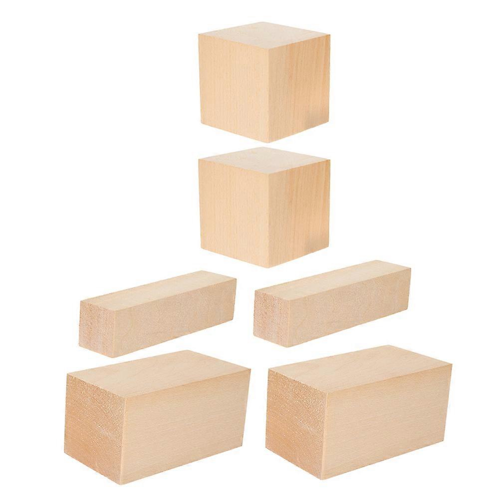 6Pcs Unfinished Wood Blocks for Crafts Wooden Rectangle Boards Ideal for Art Engraving Painting DIY Projects Light Yellow