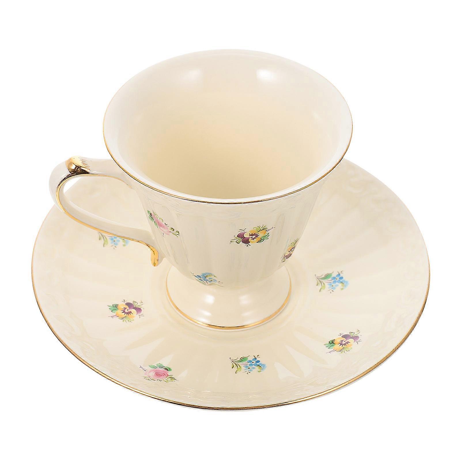 European Style Coffee Mug Set With Saucer For Home Office Cafe And Restaurant 16X16X9.5Cm And Safe For Long Term Use 1 Set