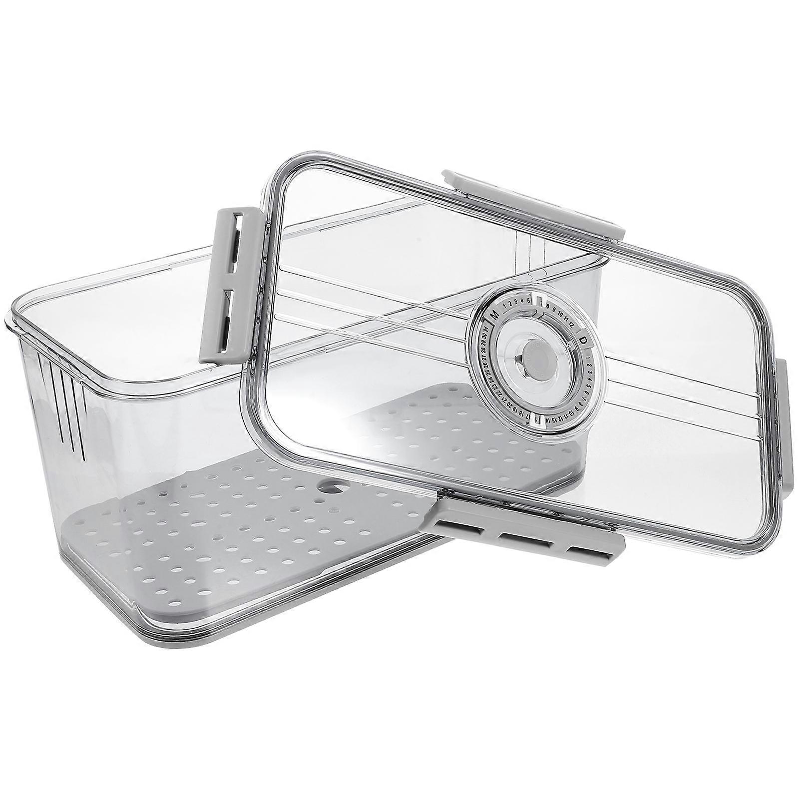 Bread Box Time Recording Airtight Bread Storage Container For Kitchen Counter Grey 32.50X17.50X15.50CM Fresh-Keeping 1Set