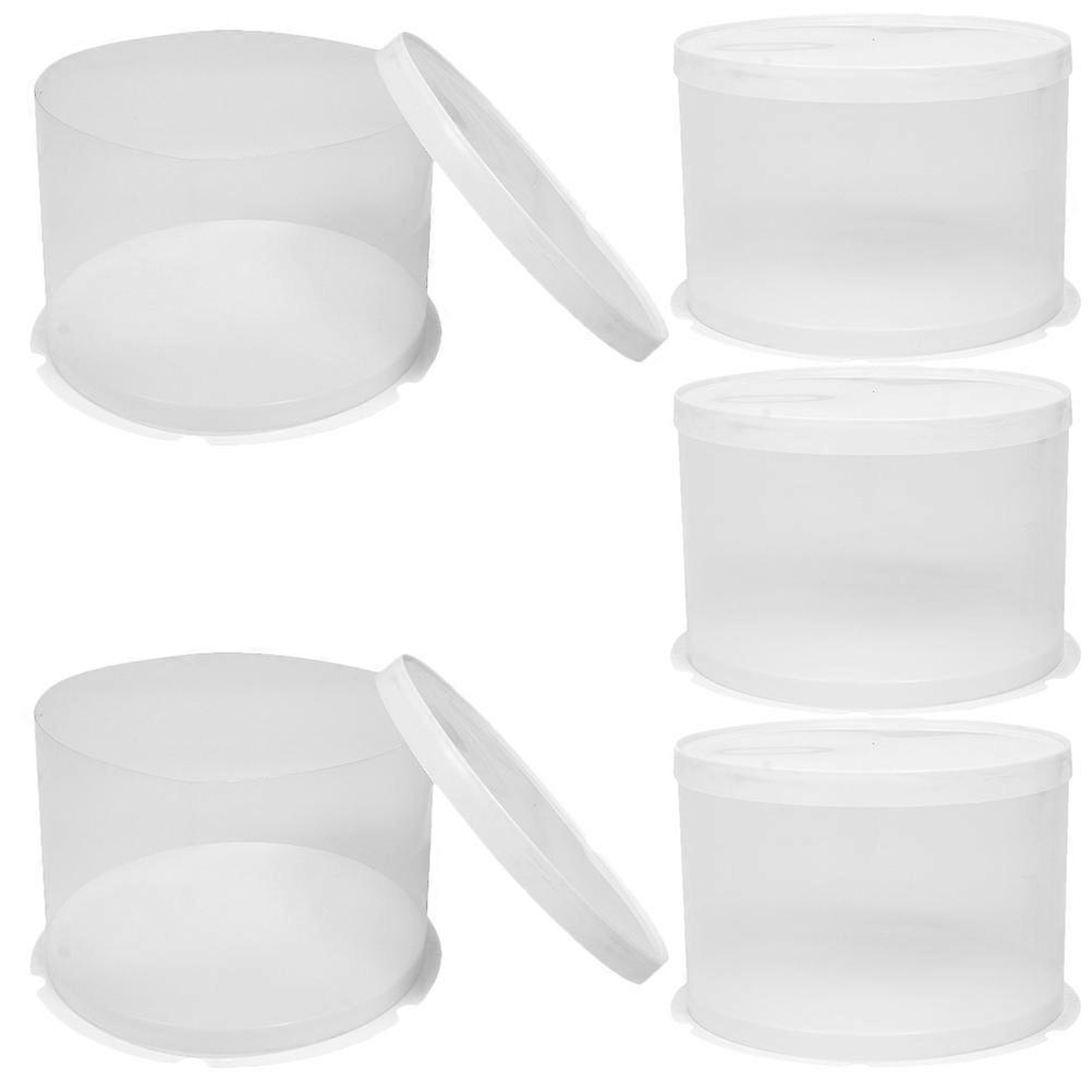 White Plastic Round Cake Boxes with Dome Lids for Decor 5 Pieces