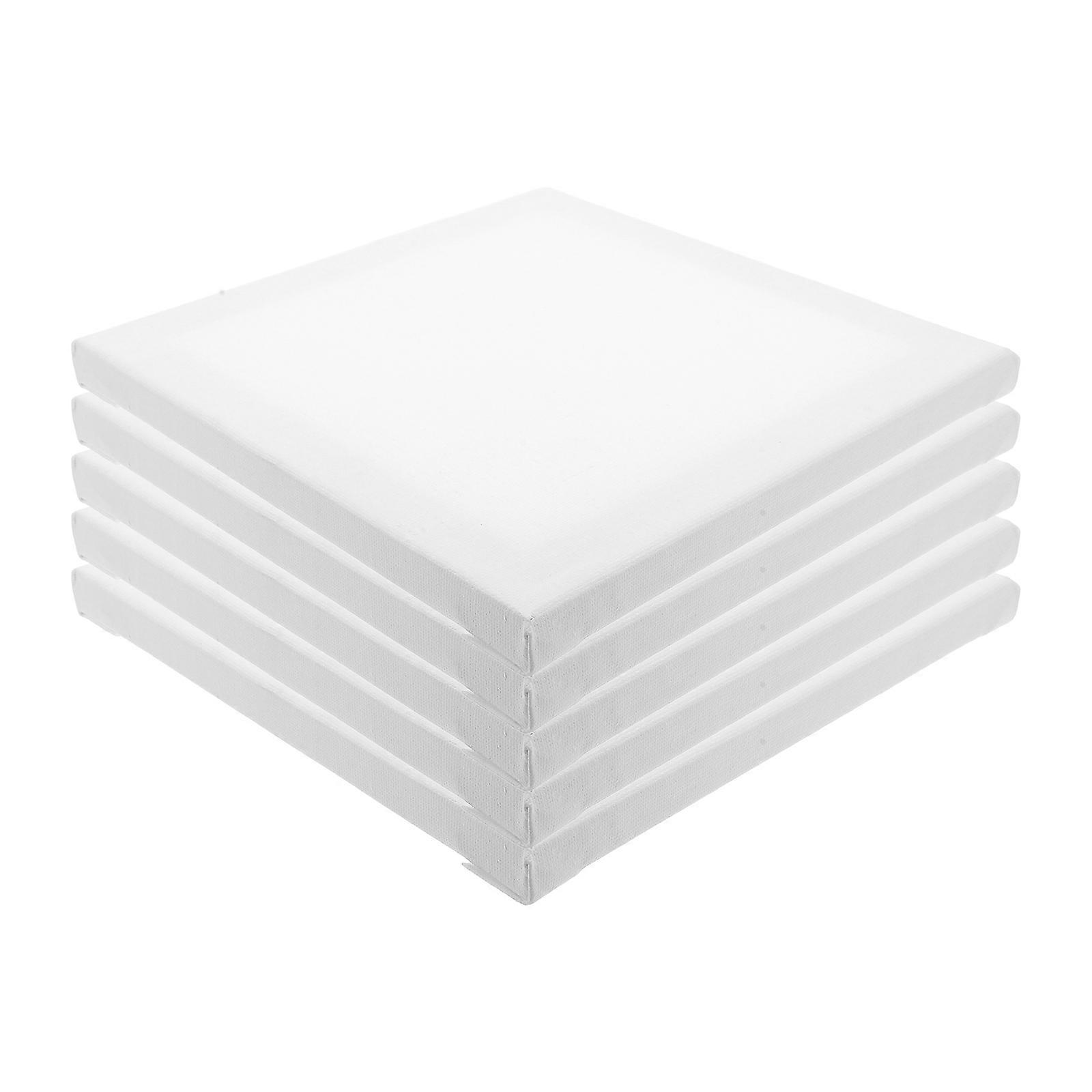 Convenient Blank Oil Painting Boards for Beginners with Canvas and Wood Material White 5 Pieces