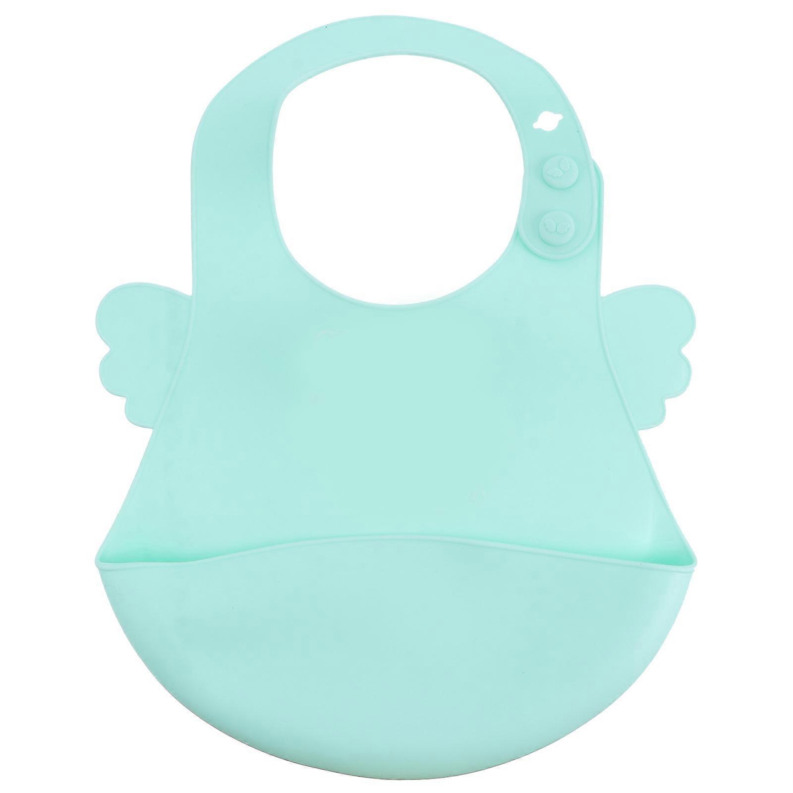 Green Waterproof Feeding Bib For Infants In Three-dimensional To Clean For Mealtime Use 1Set
