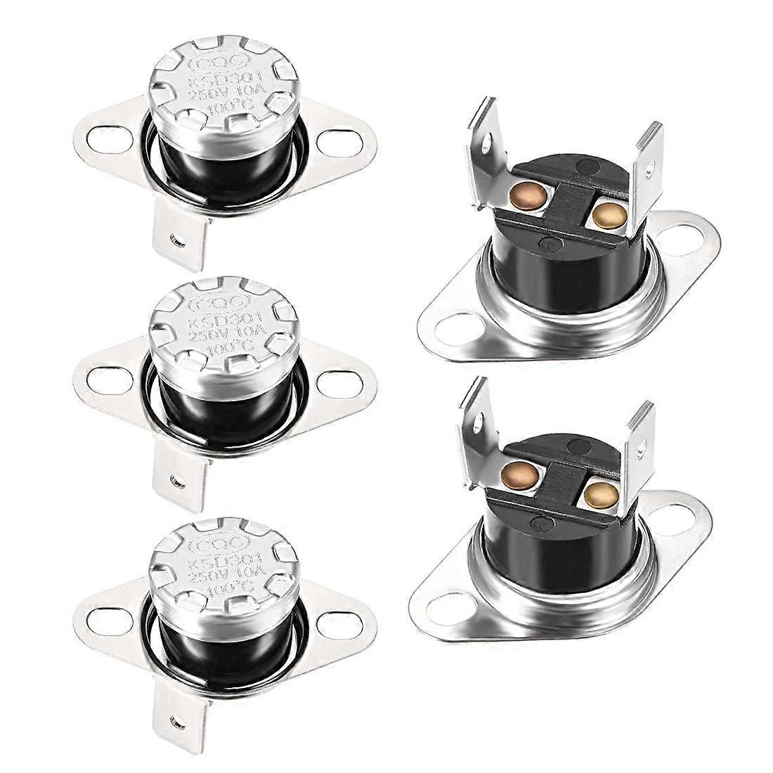 Temperature Switch Thermostat Normally Open 100°C 10A NO Pack of 5