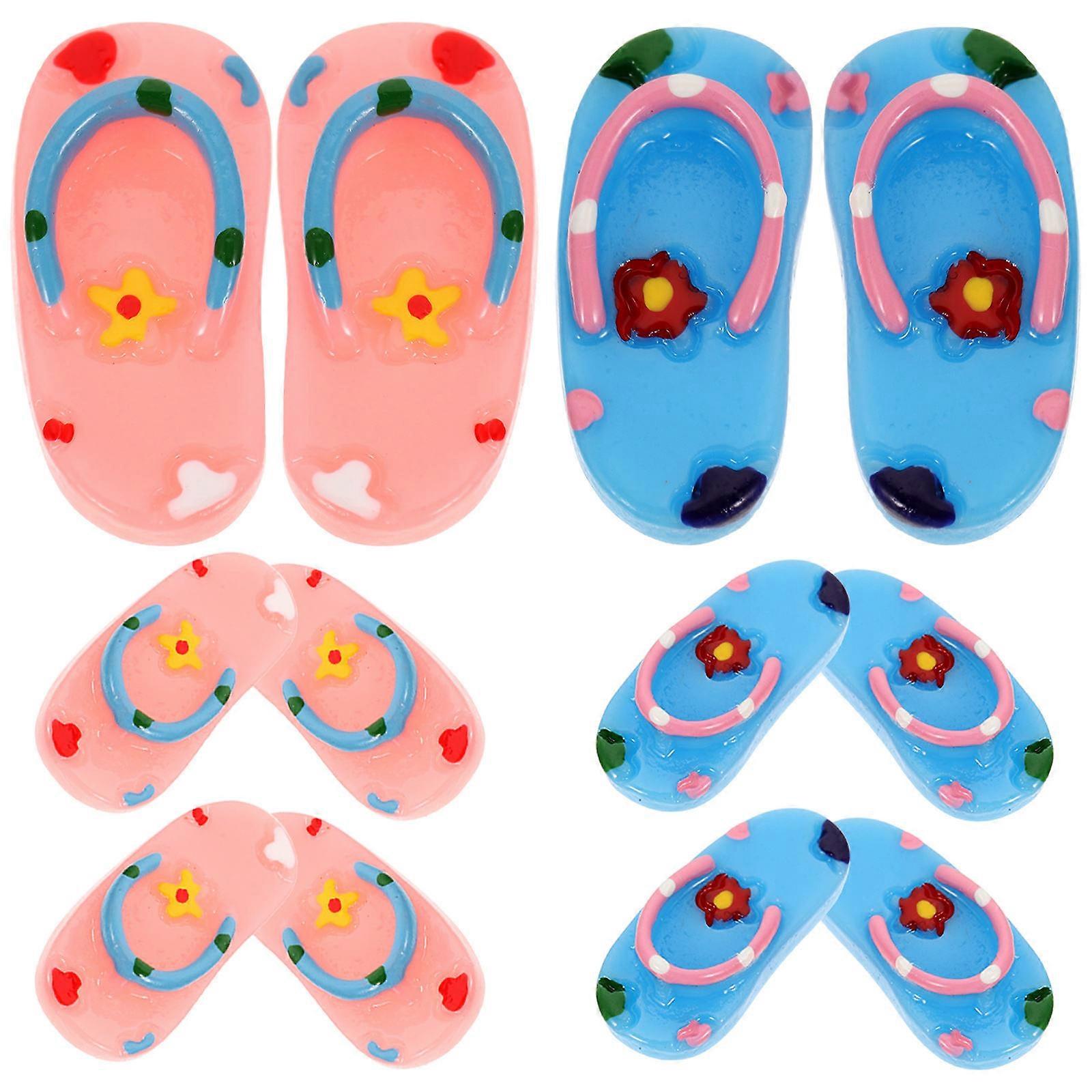 Miniature Slipper Prop Dollhouse Decoration For Kids Detailed 6 Pairs Hawaiian Party Theme