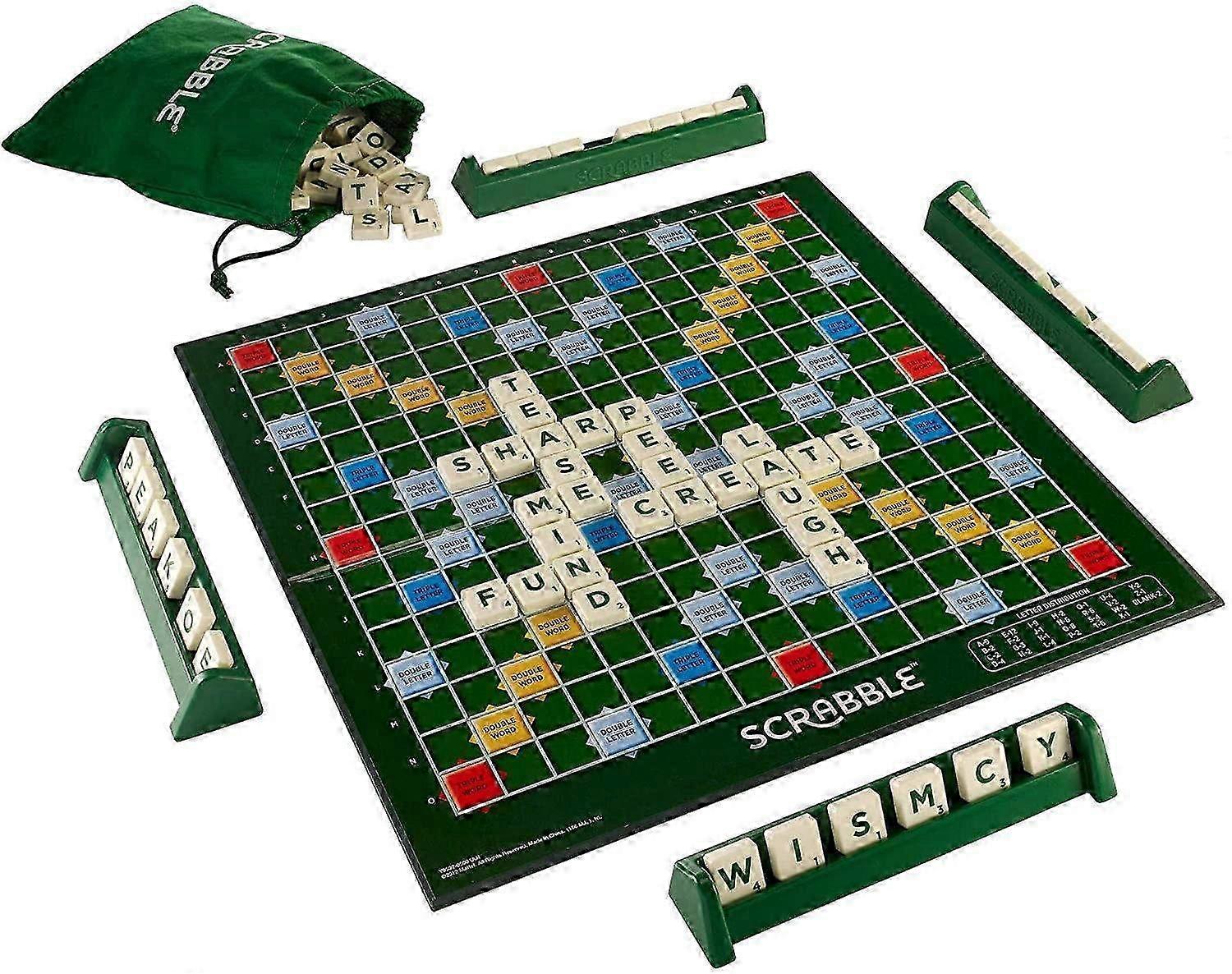 Grand Folding Wooden Scrabble Game Board with Rotating Tiles - Classic Family Board Game for Fun & Strategy Nights