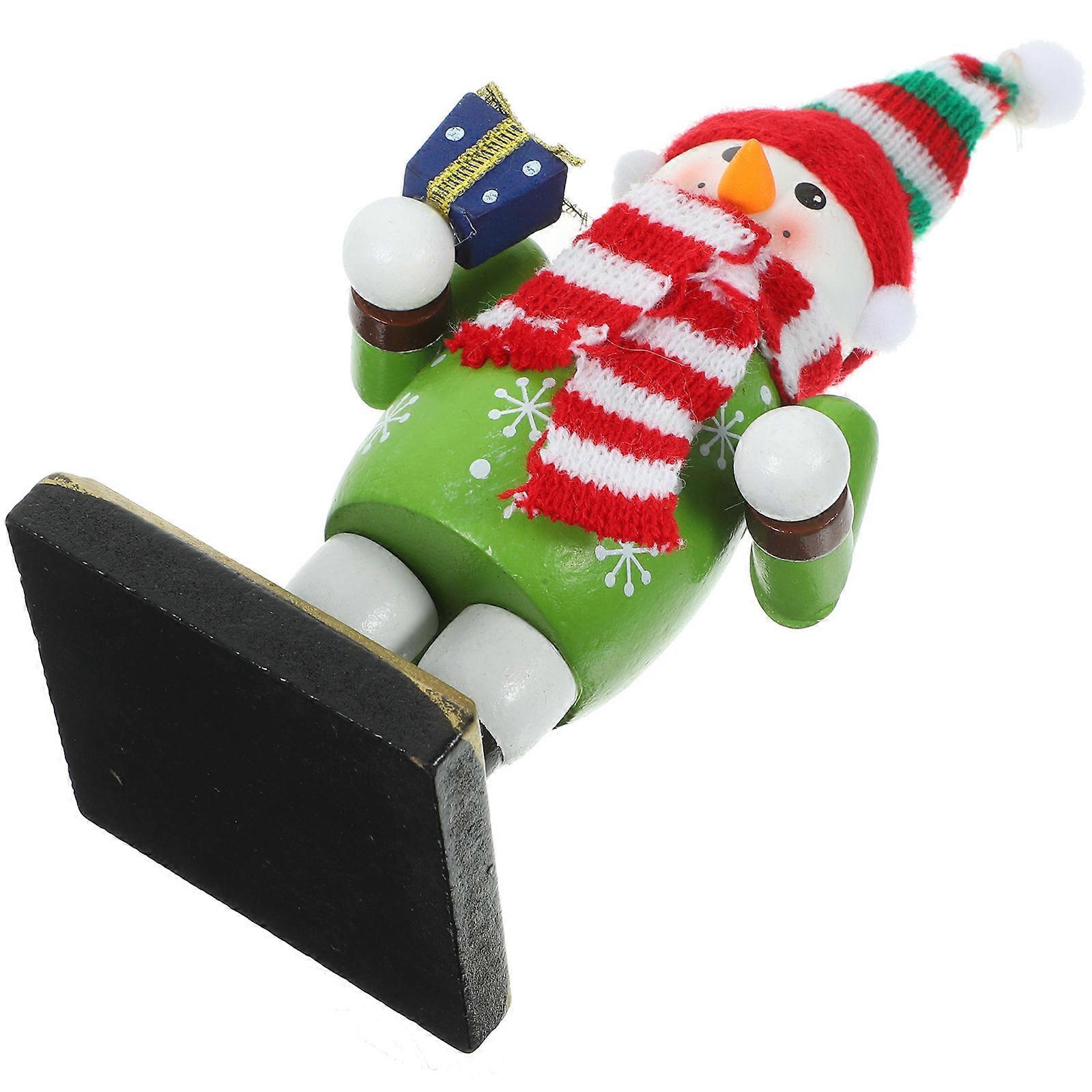 Snowman Decoration Nutcracker Figure Wooden Nutcracker Design 16X6.5X6.5CM Multi Christmas Atmosphere Creation 1Pack