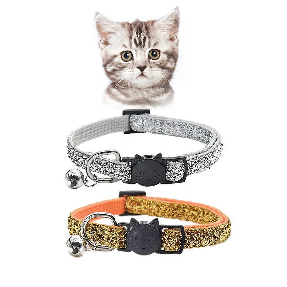 Fashionable Pet Bell Collar With Sturdy Clip For Cats And Kittens Adjustable Size 2Set Ideal For Photo Prop