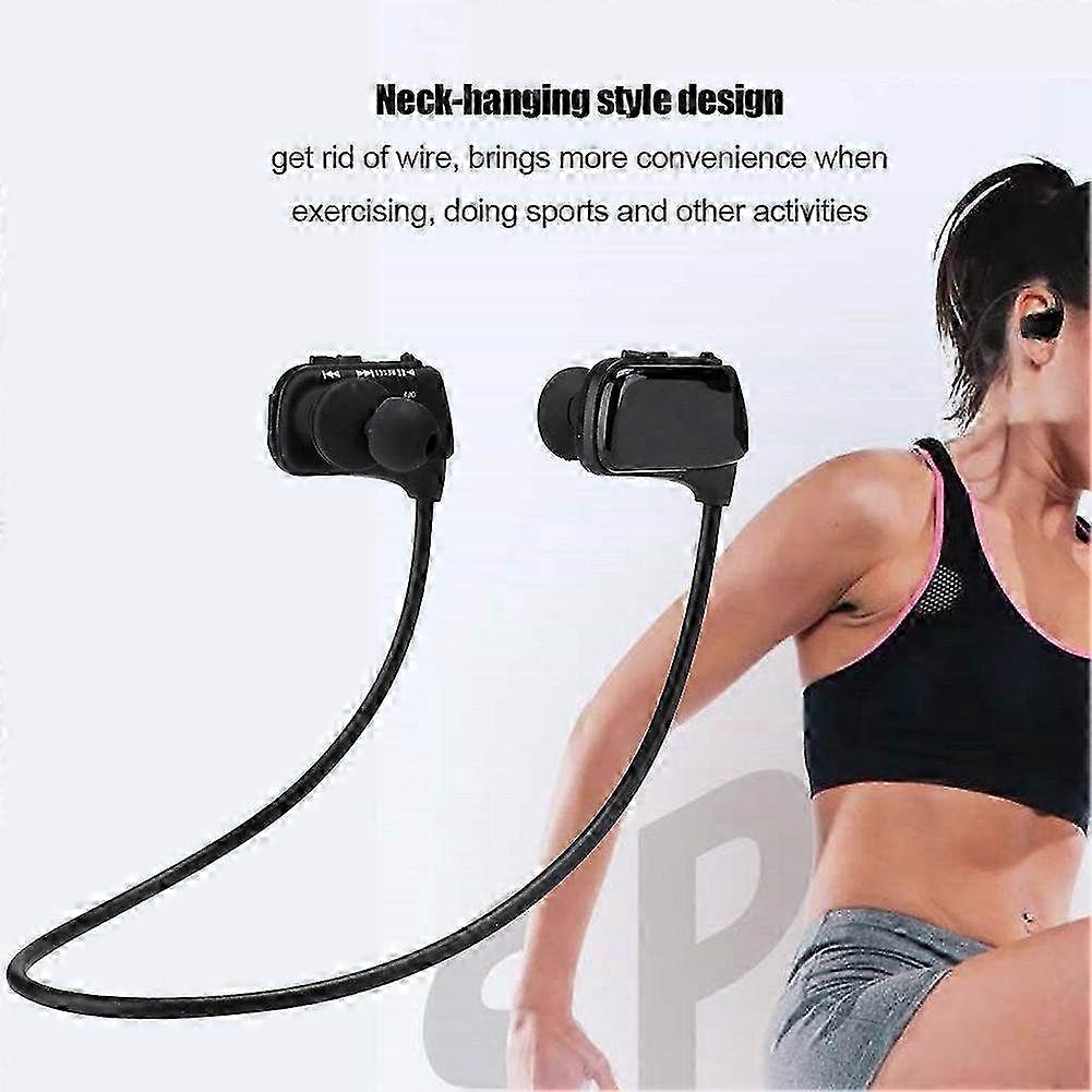 Bluetooth Sports Earbuds with 8GB Memory - Wireless Neckband Headphones for Comfortable Listening (Black)